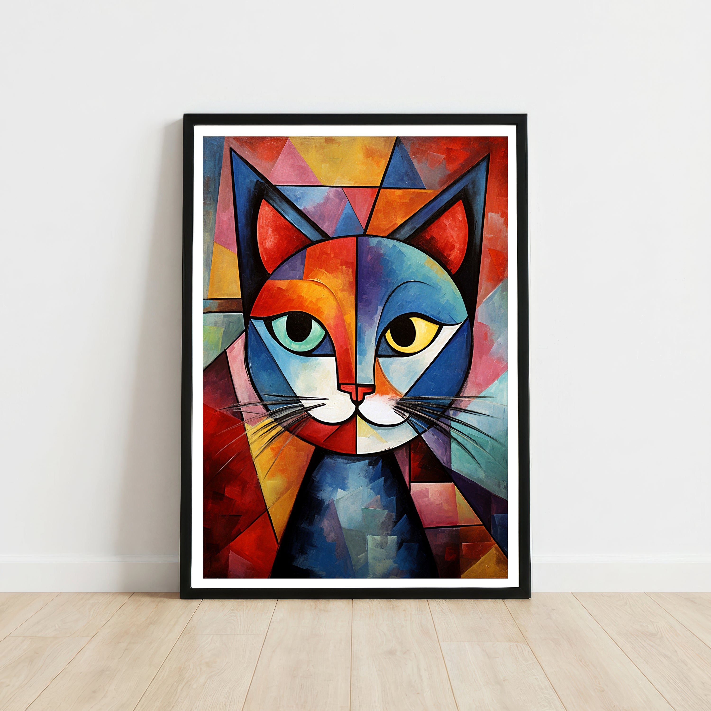 Colourful Cubist Cat Art Print