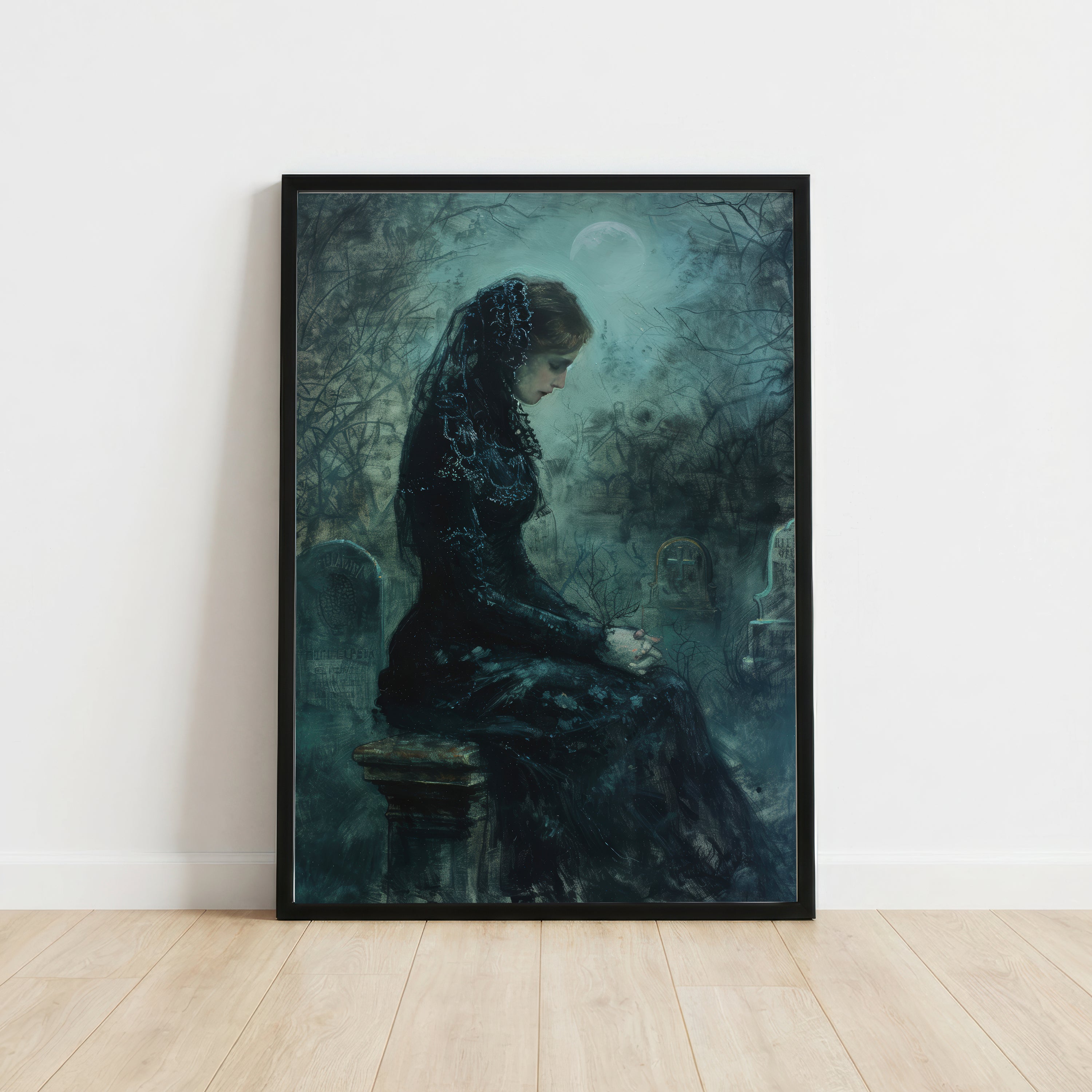 Gothic Mourning Woman Art Print