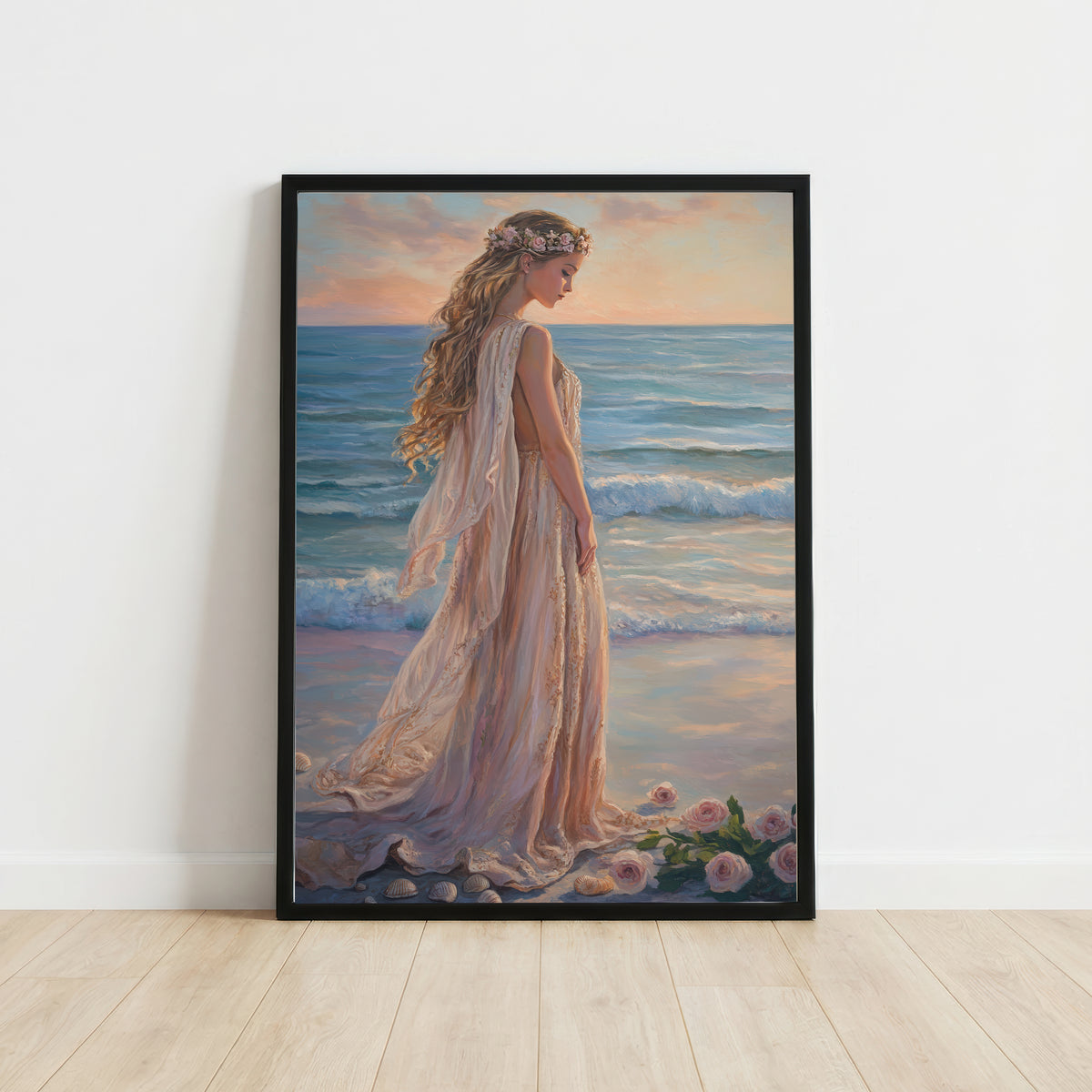 Romantic Woman by the Sea Art Print