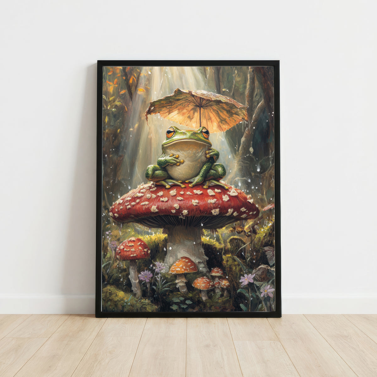 Frog on Mushroom Whimsical Art Print