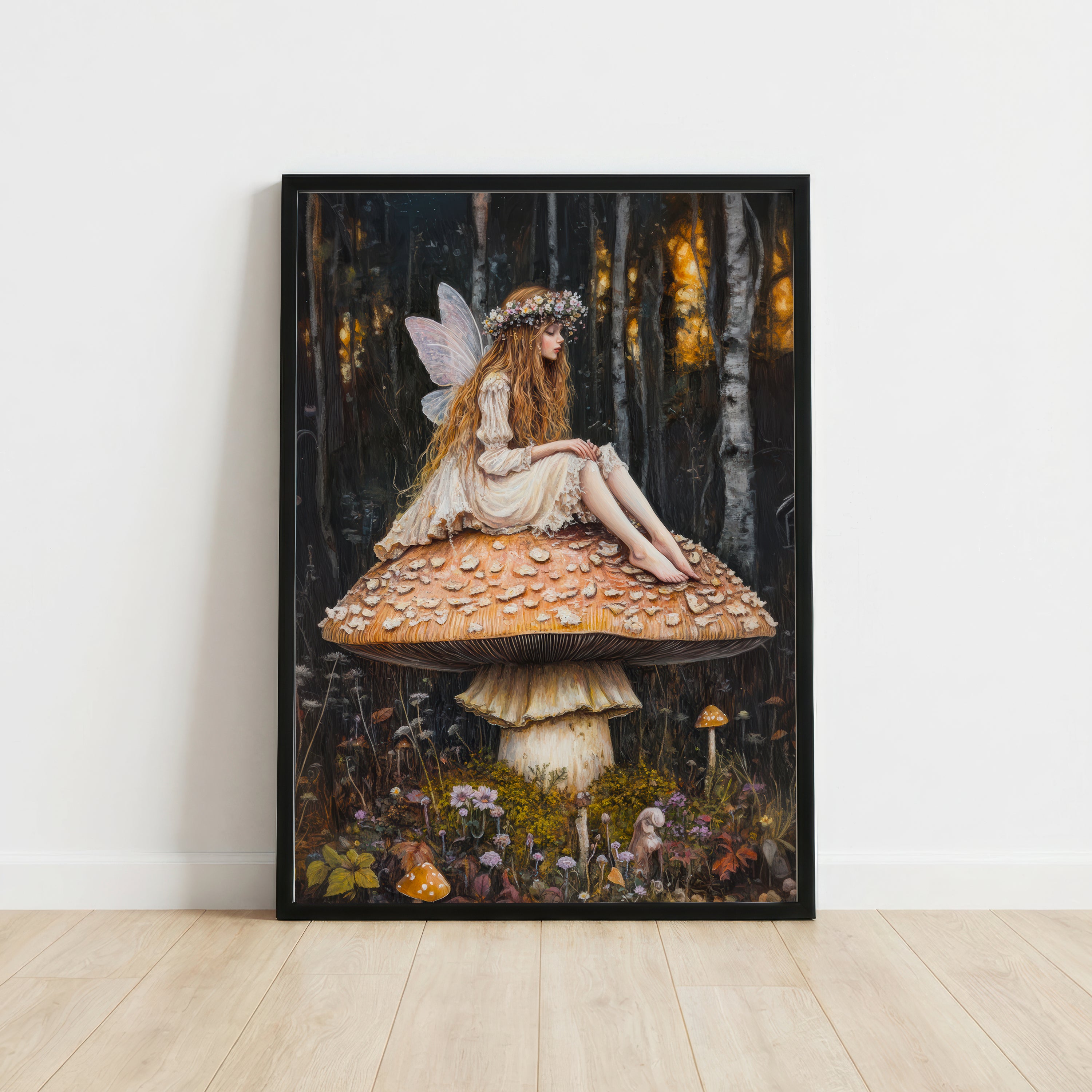 Fairy on Mushroom Forest Art Print