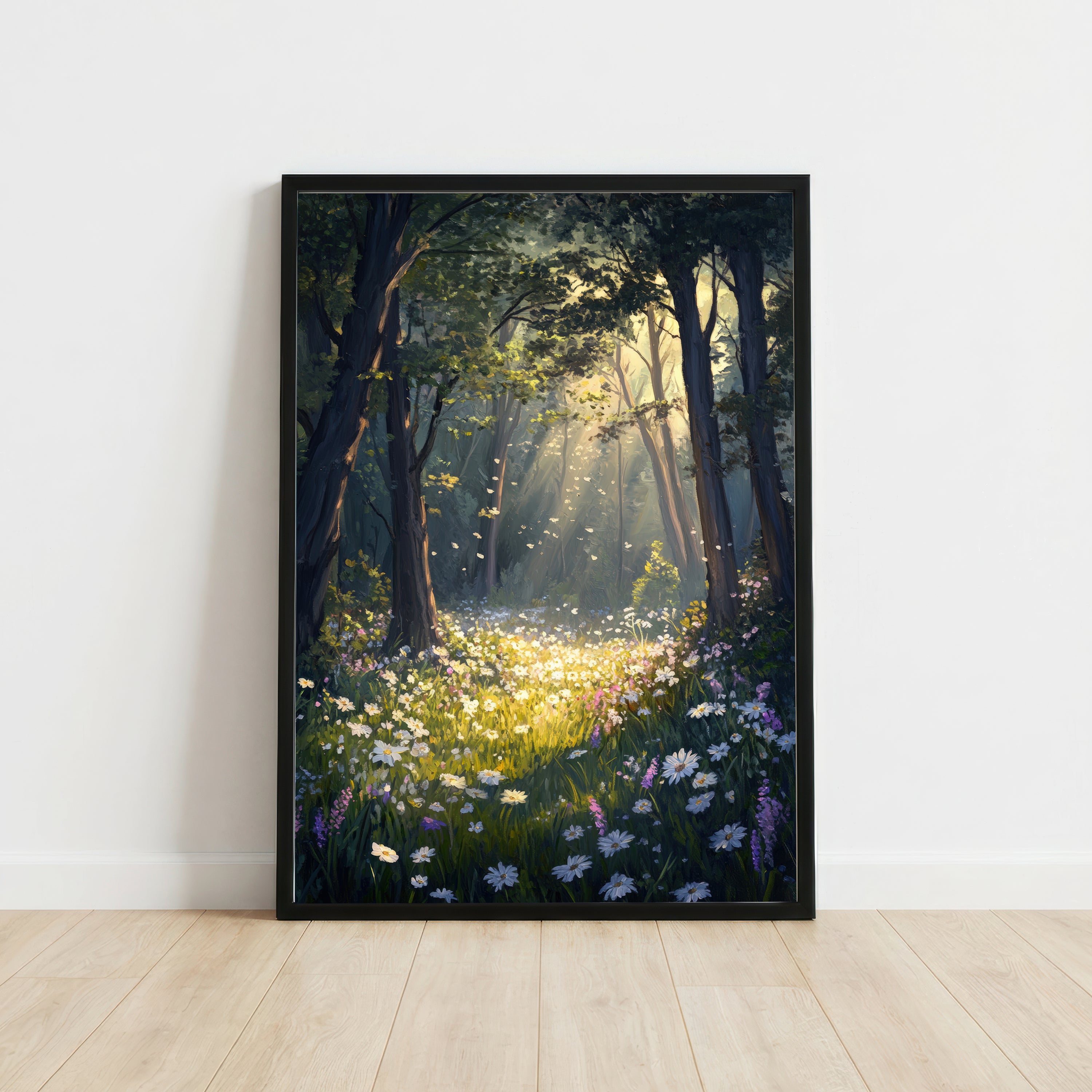 Sunlit Woodland Wildflower Art Print