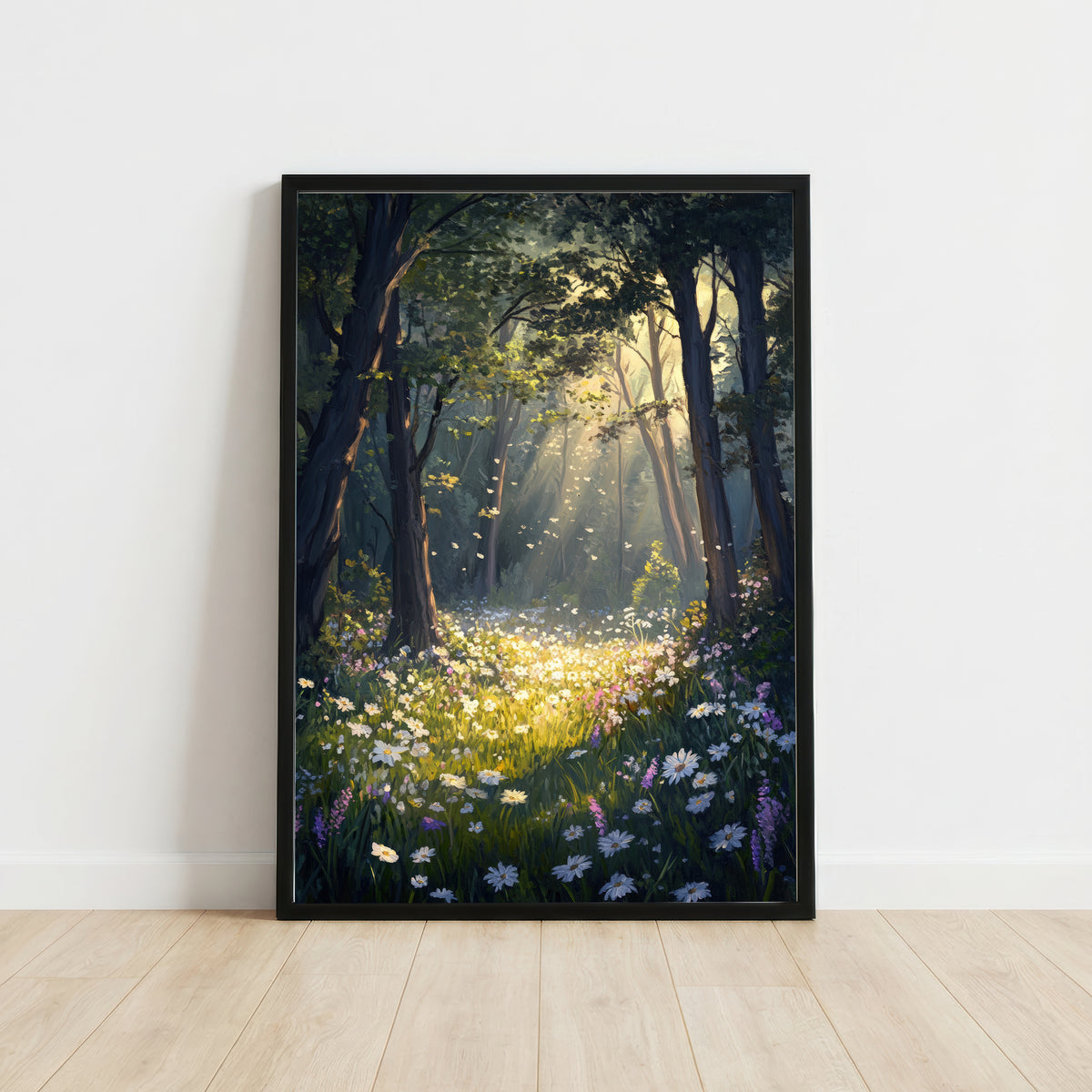 Sunlit Woodland Wildflower Art Print