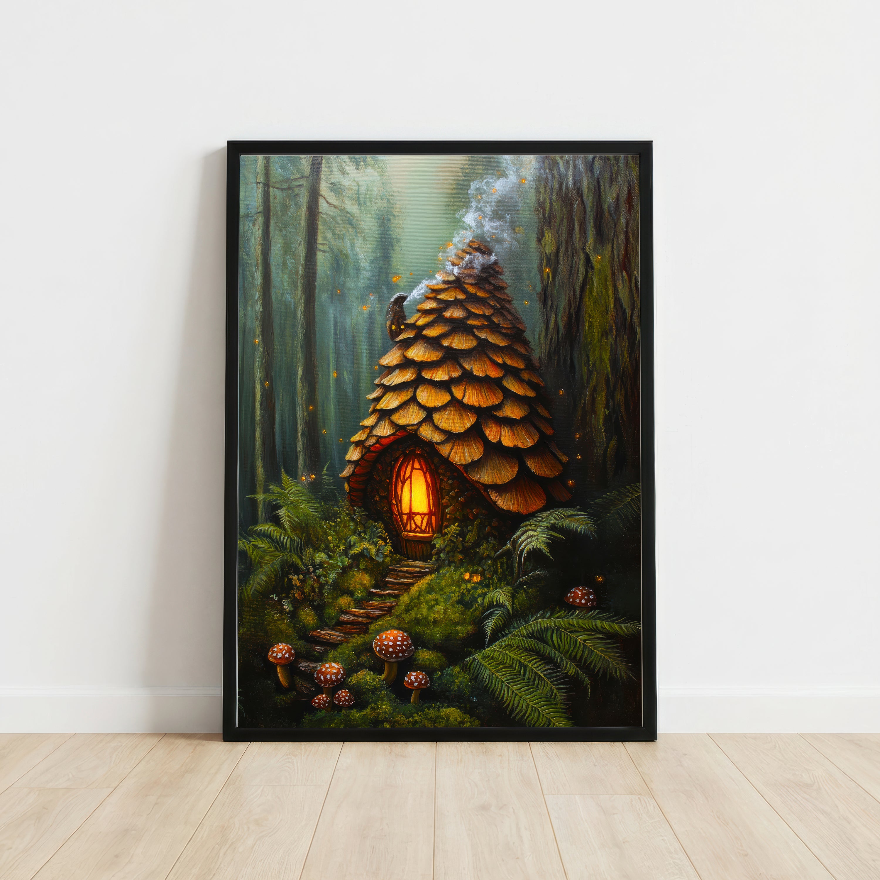 Enchanted Pinecone Cottage Art Print