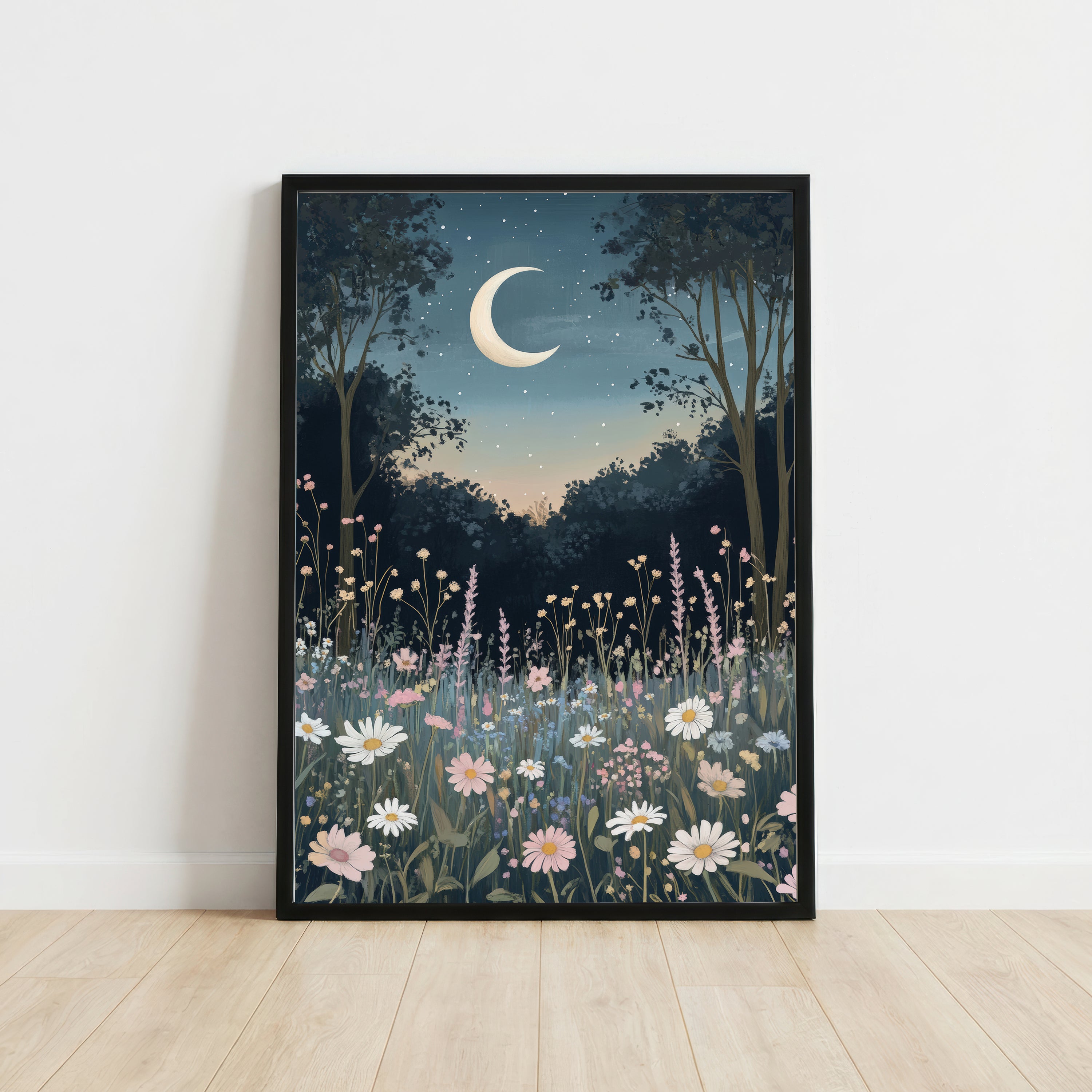 Moonlit Wildflower Meadow Art Print