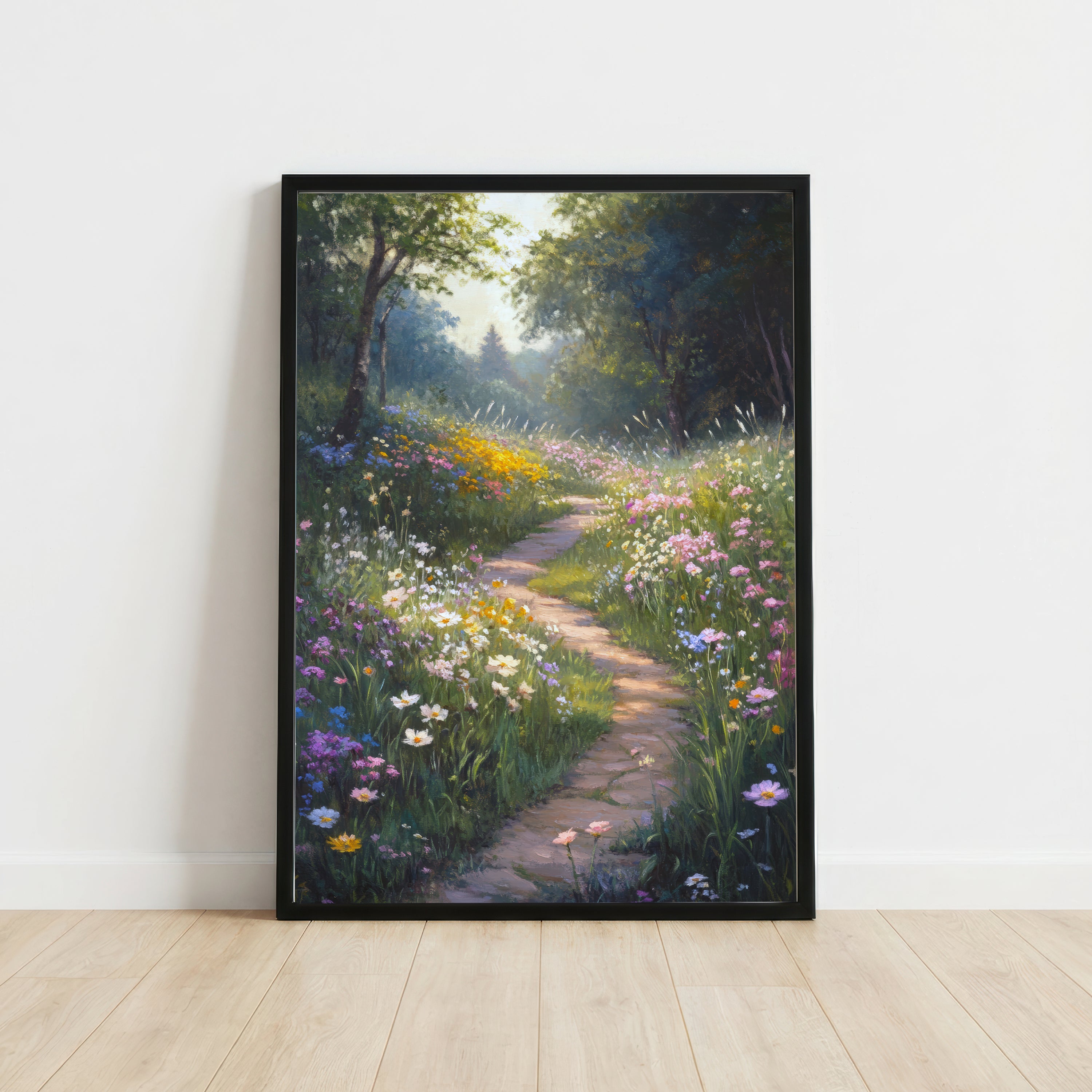 Wildflower Woodland Path Art Print