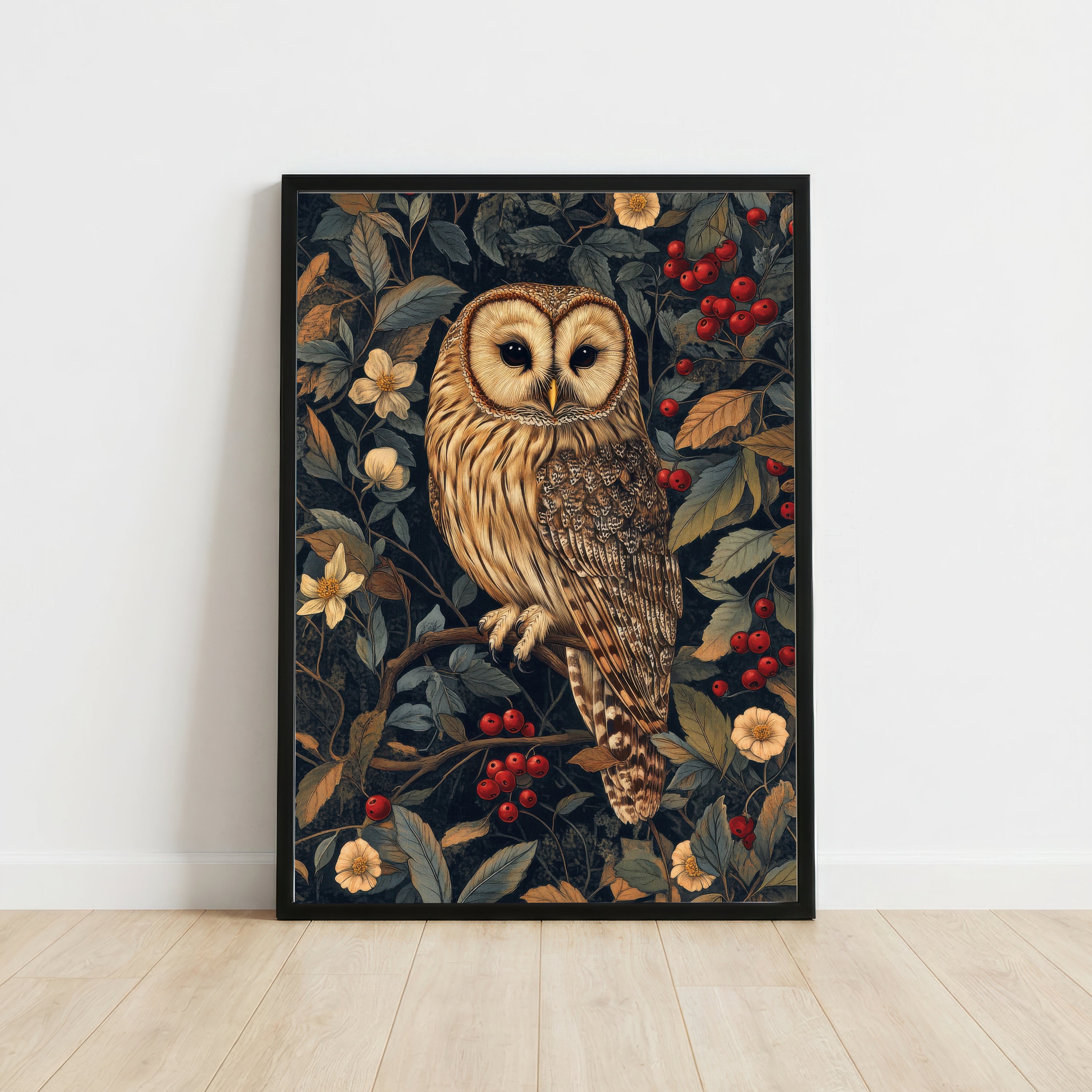 Vintage Owl Botanical Art Print