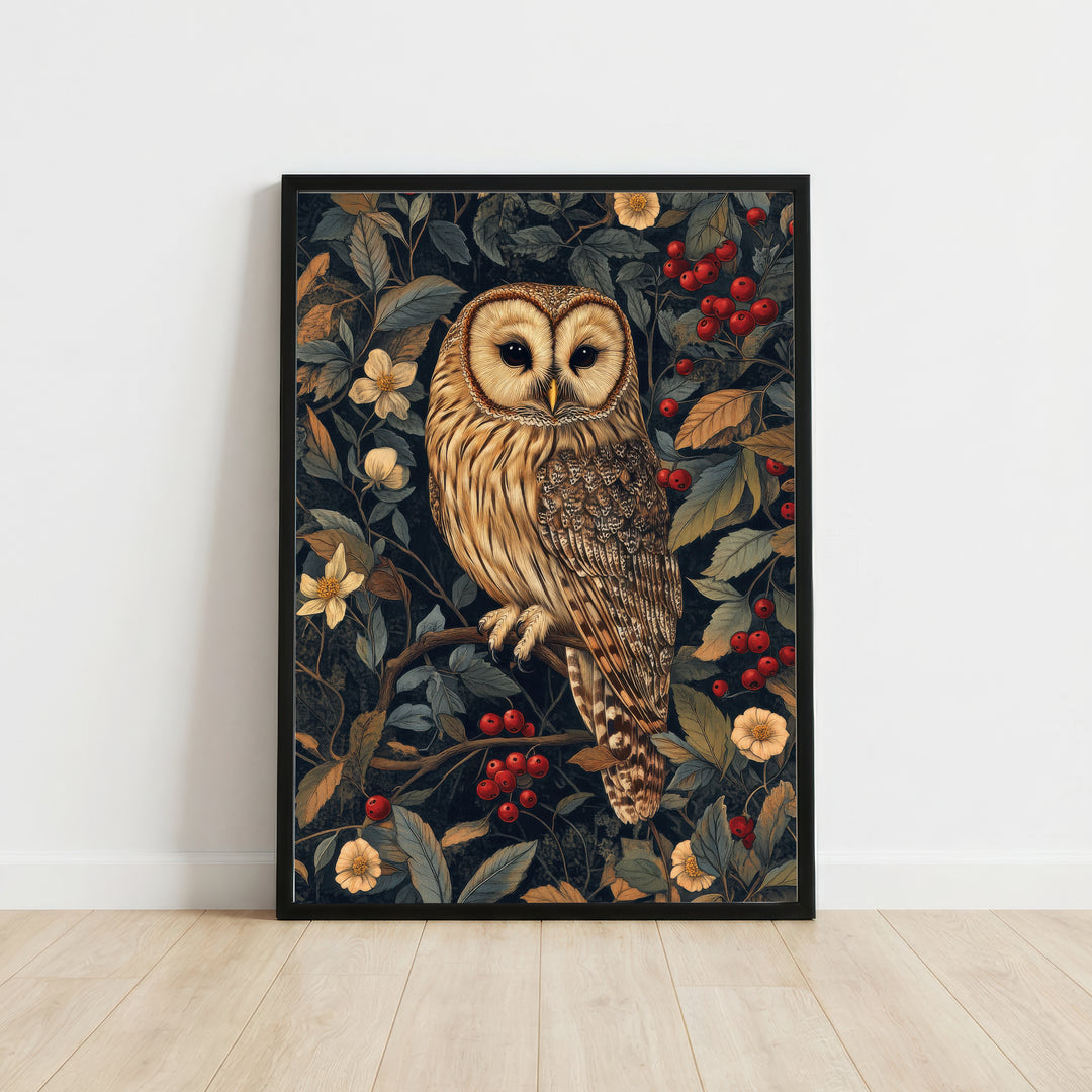 Vintage Owl Botanical Art Print