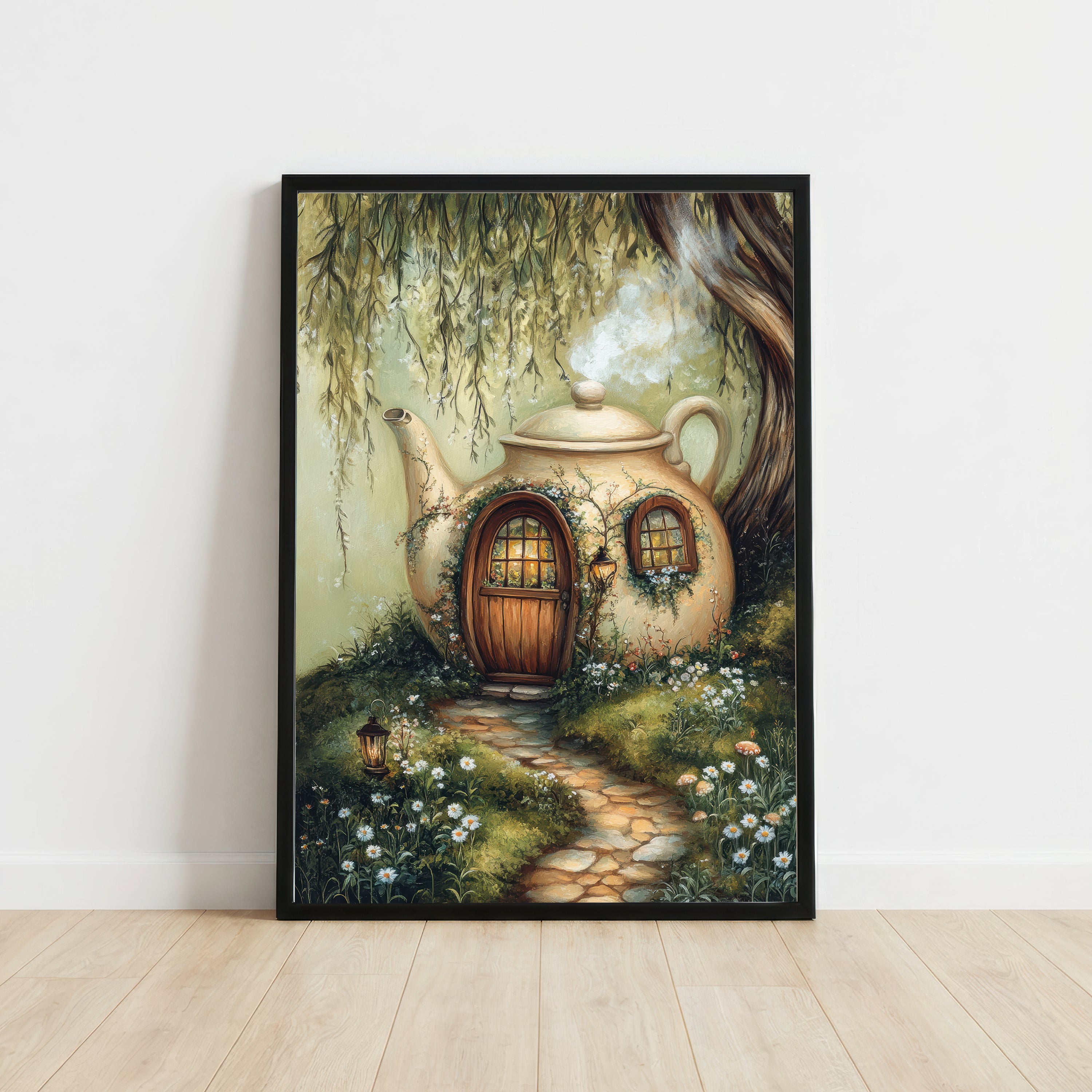 Whimsical Teapot Cottage Art Print
