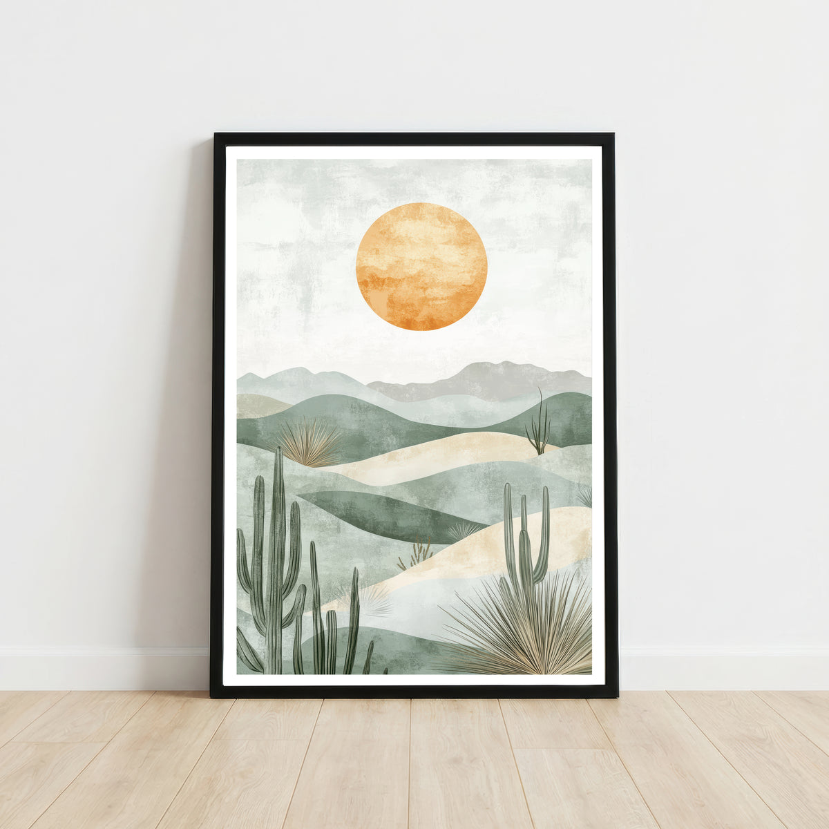 Cactus Desert Sunset Art Print