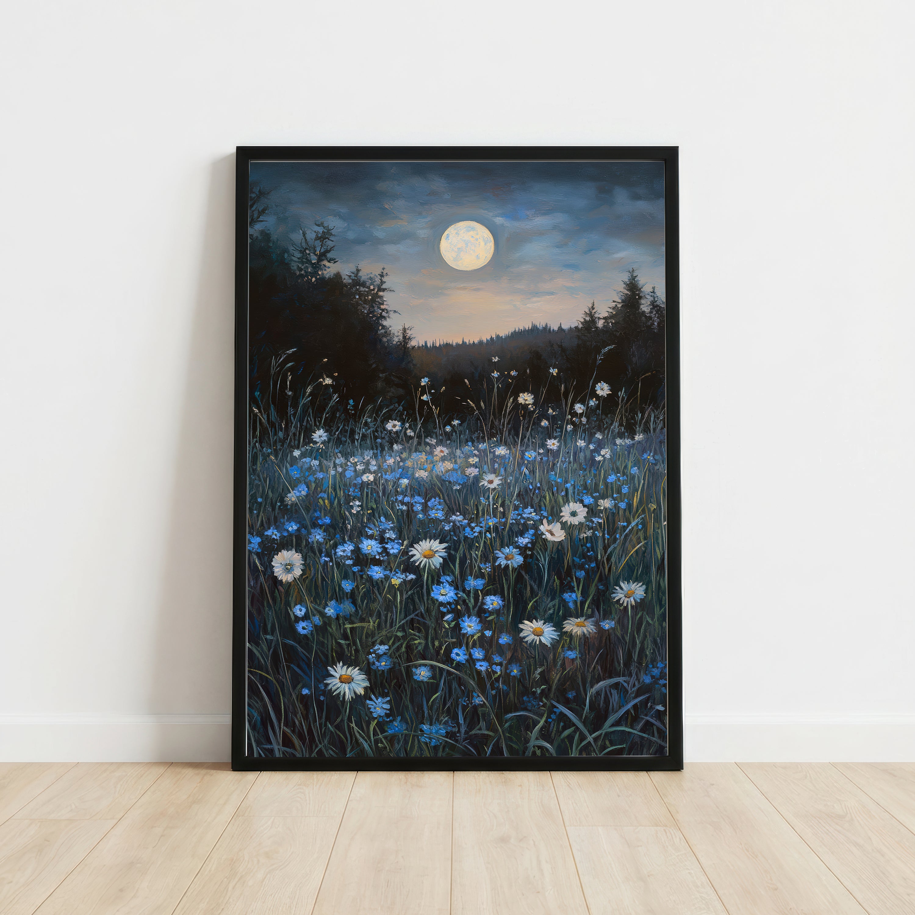 Moonlit Wildflower Meadow Art Print