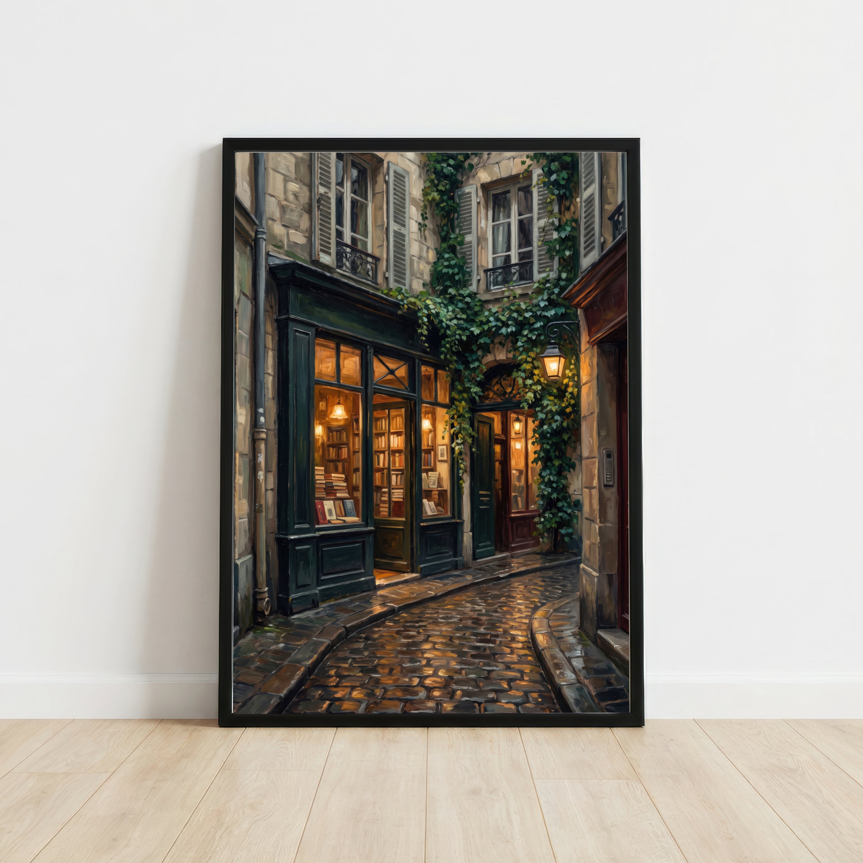 Ivy-Covered Bookshop Alley Art Print