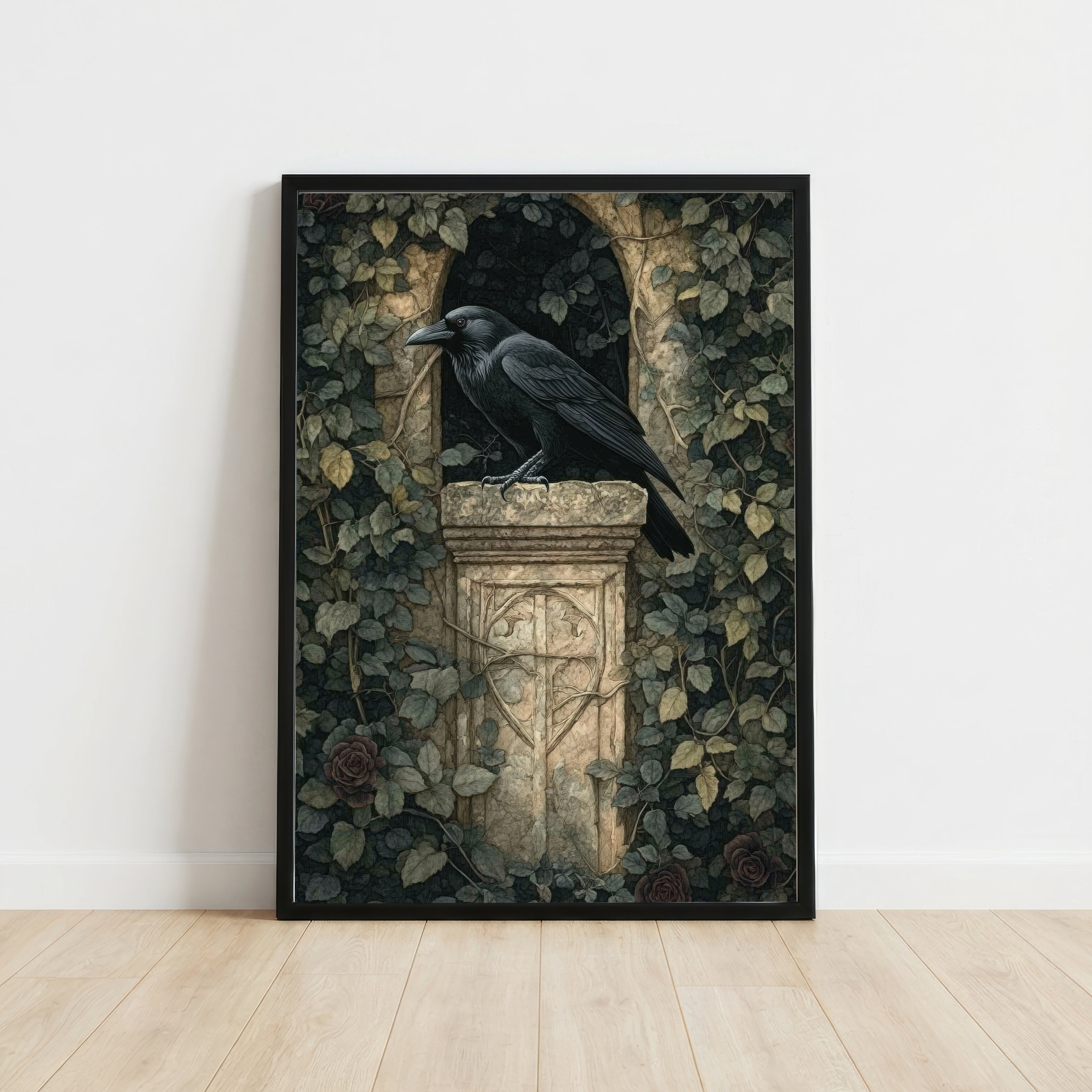 Raven Ivy Gothic Art Print