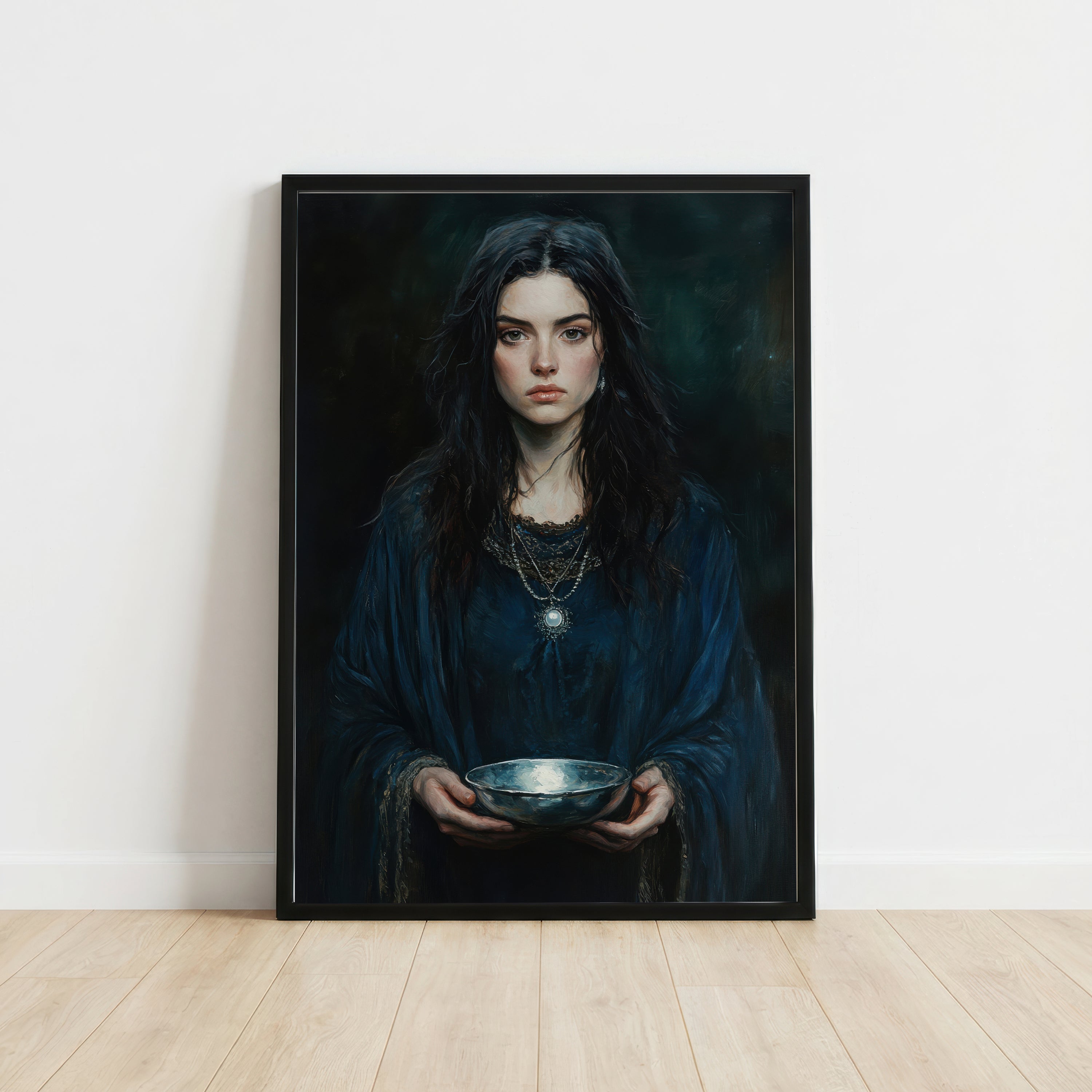 Gothic Woman with Bowl Art Print