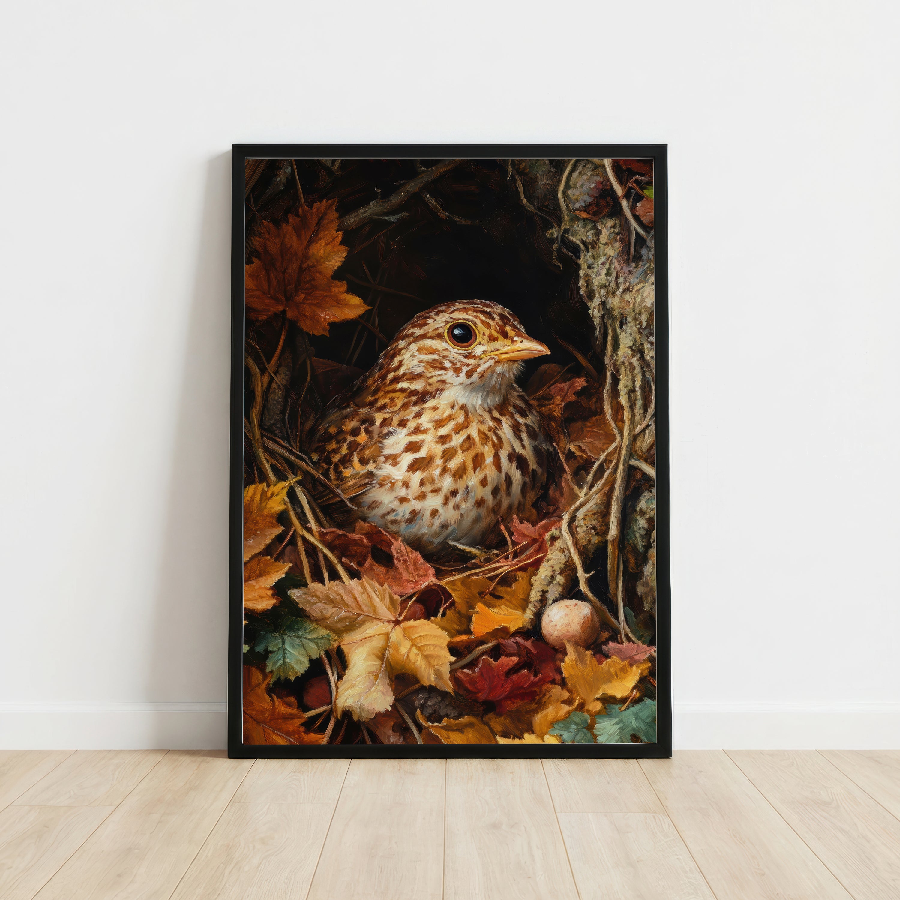Song Thrush Autumn Woodland Art Print