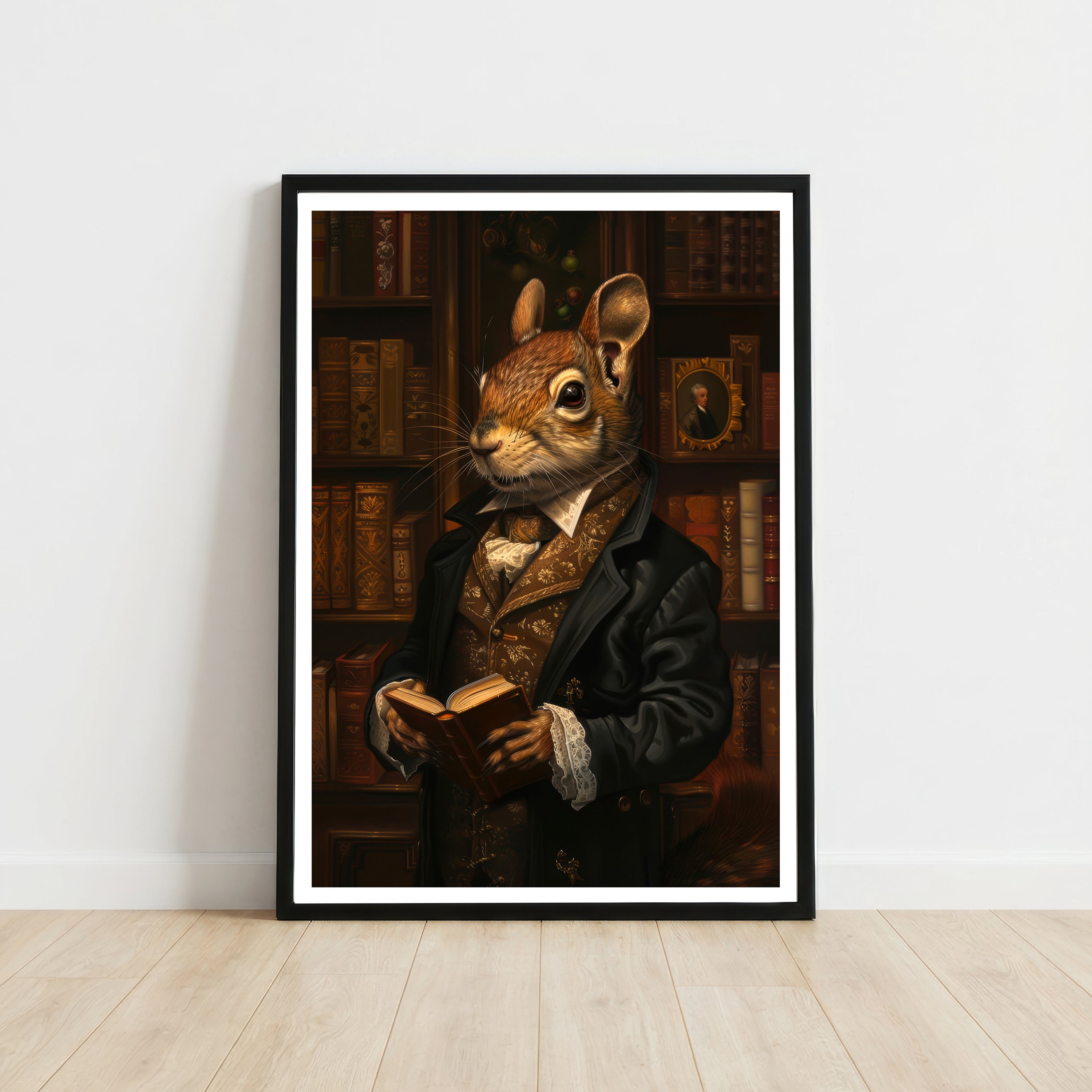 Dapper Squirrel Library Art Print