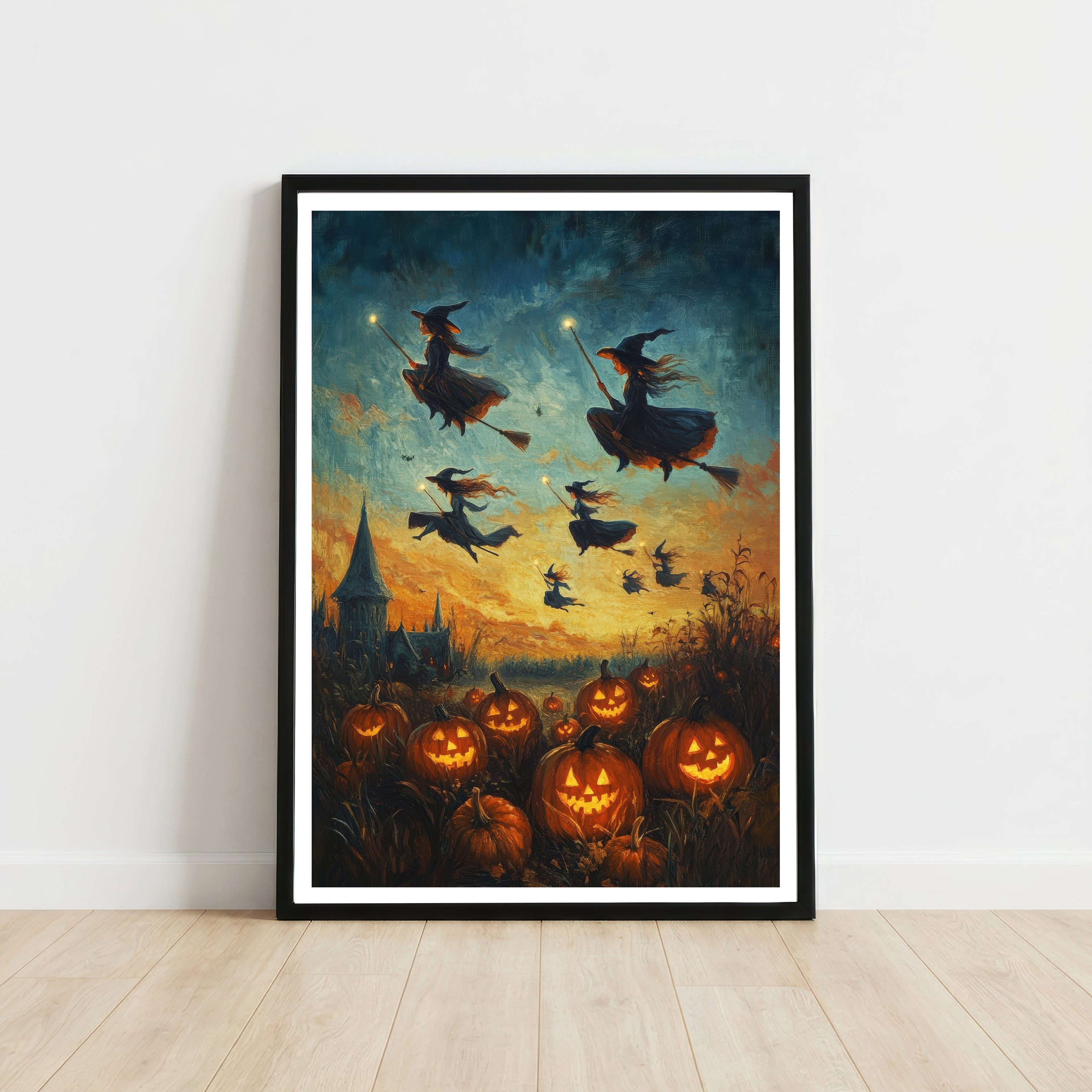 Halloween Witches Flying Art Print
