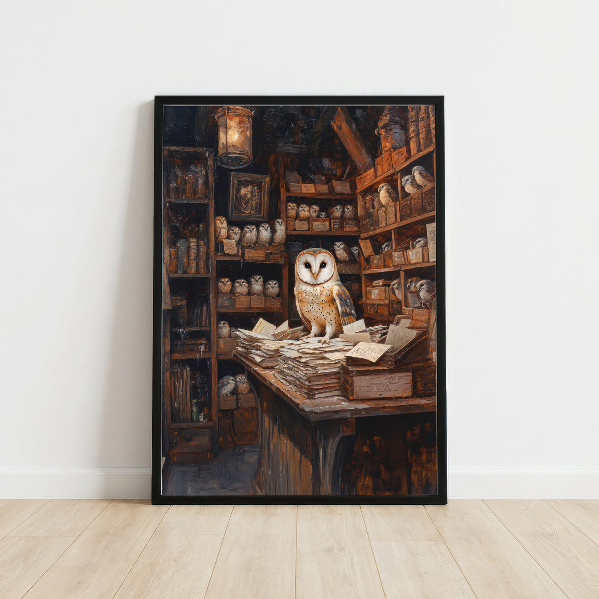 Barn Owl Library Art Print