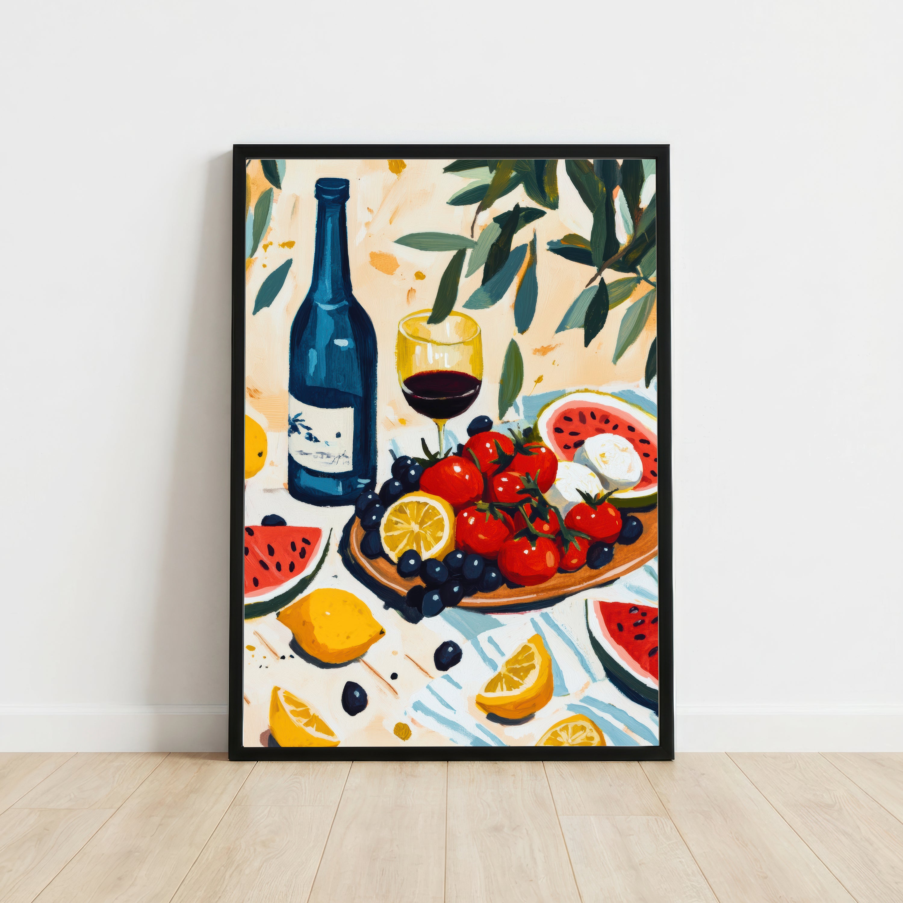 Painterly Fruit and Wine Still Life Art Print