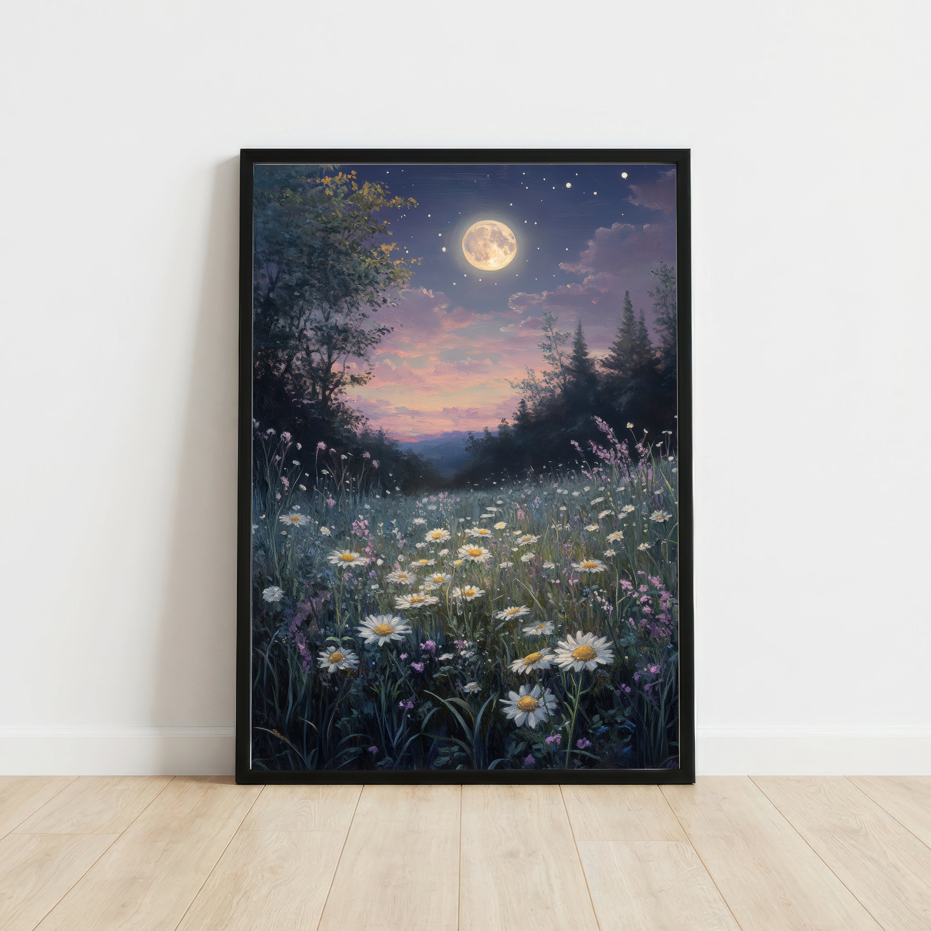 Moonlit Wildflower Meadow Art Print