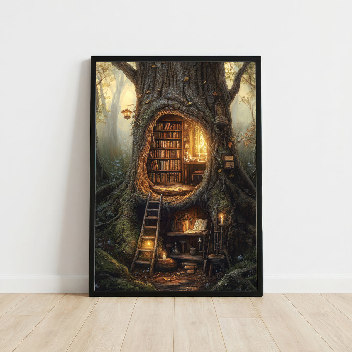 Enchanted Tree Library Art Print
