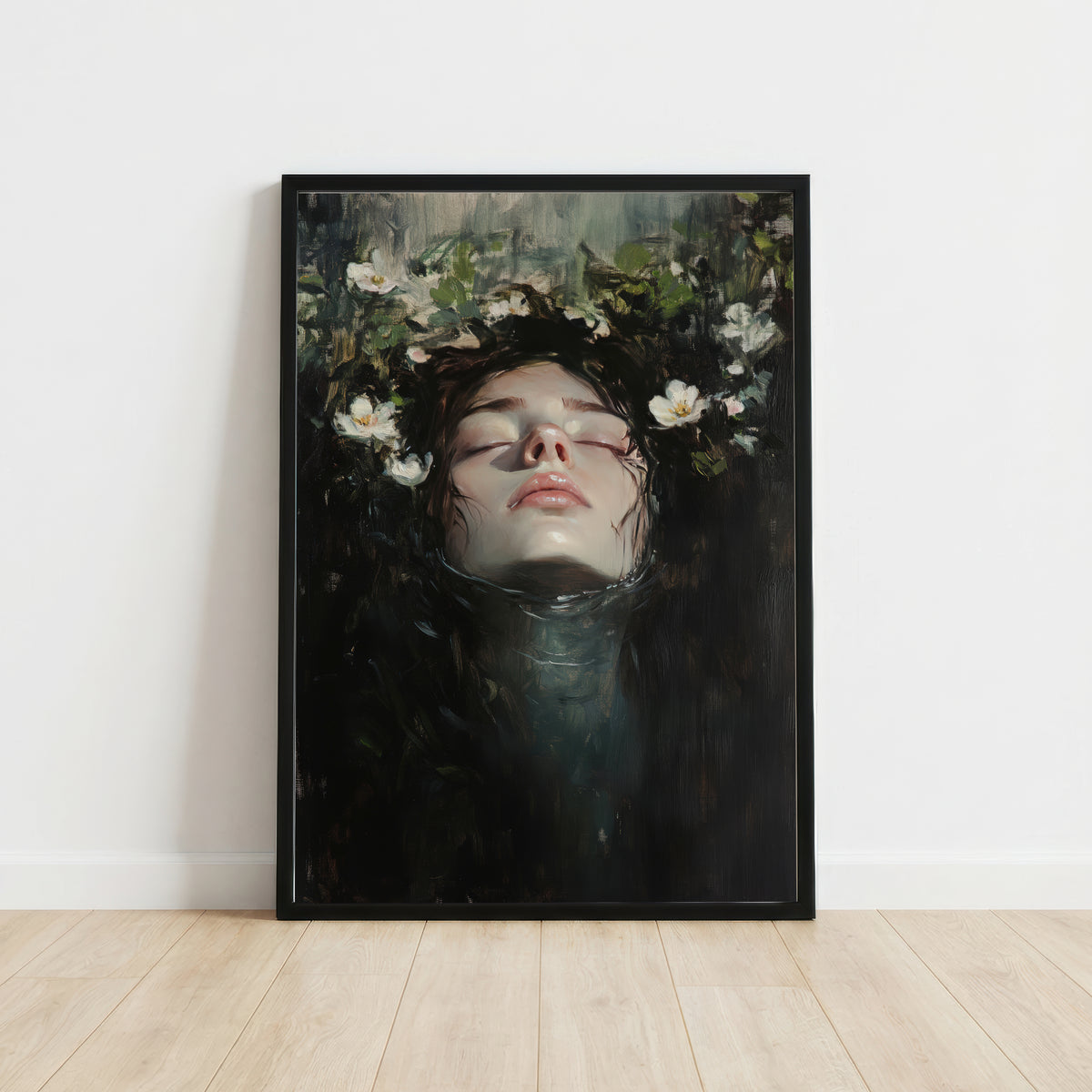 Submerged Woman Floral Art Print