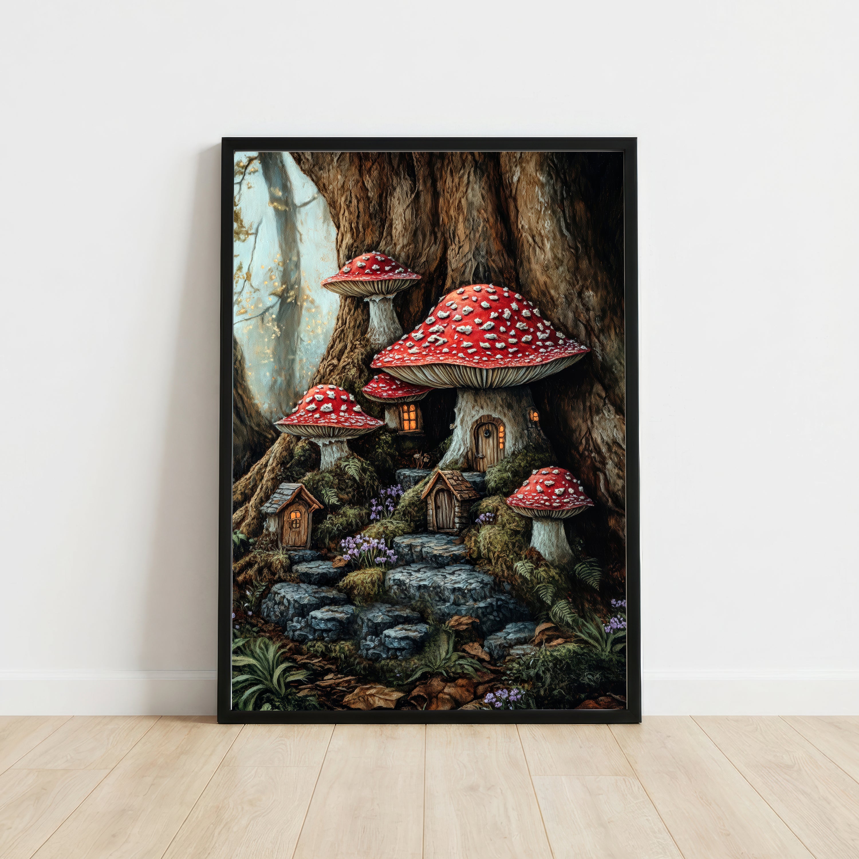 Enchanted Mushroom Village Art Print