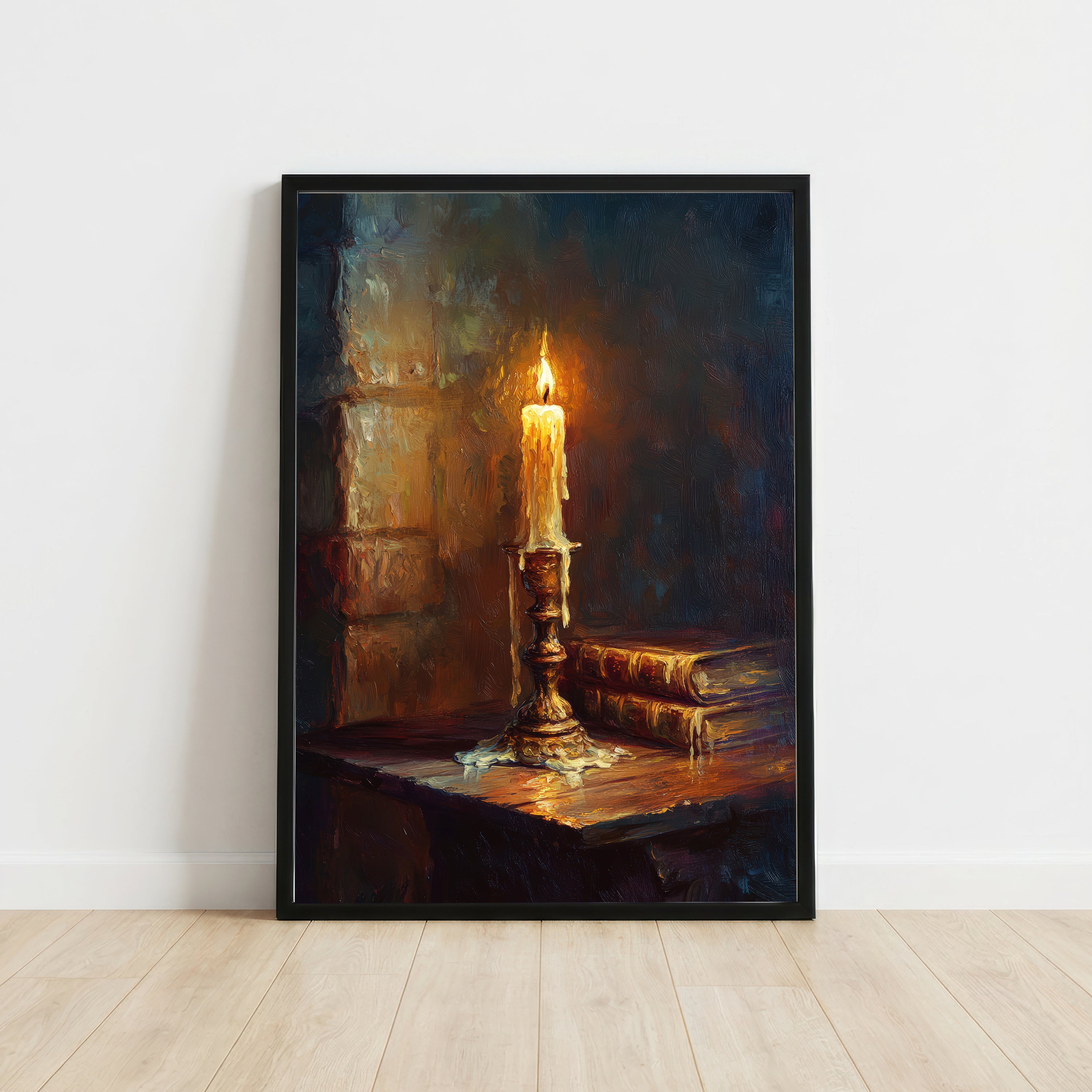 Candle and Books Dark Academia Art Print