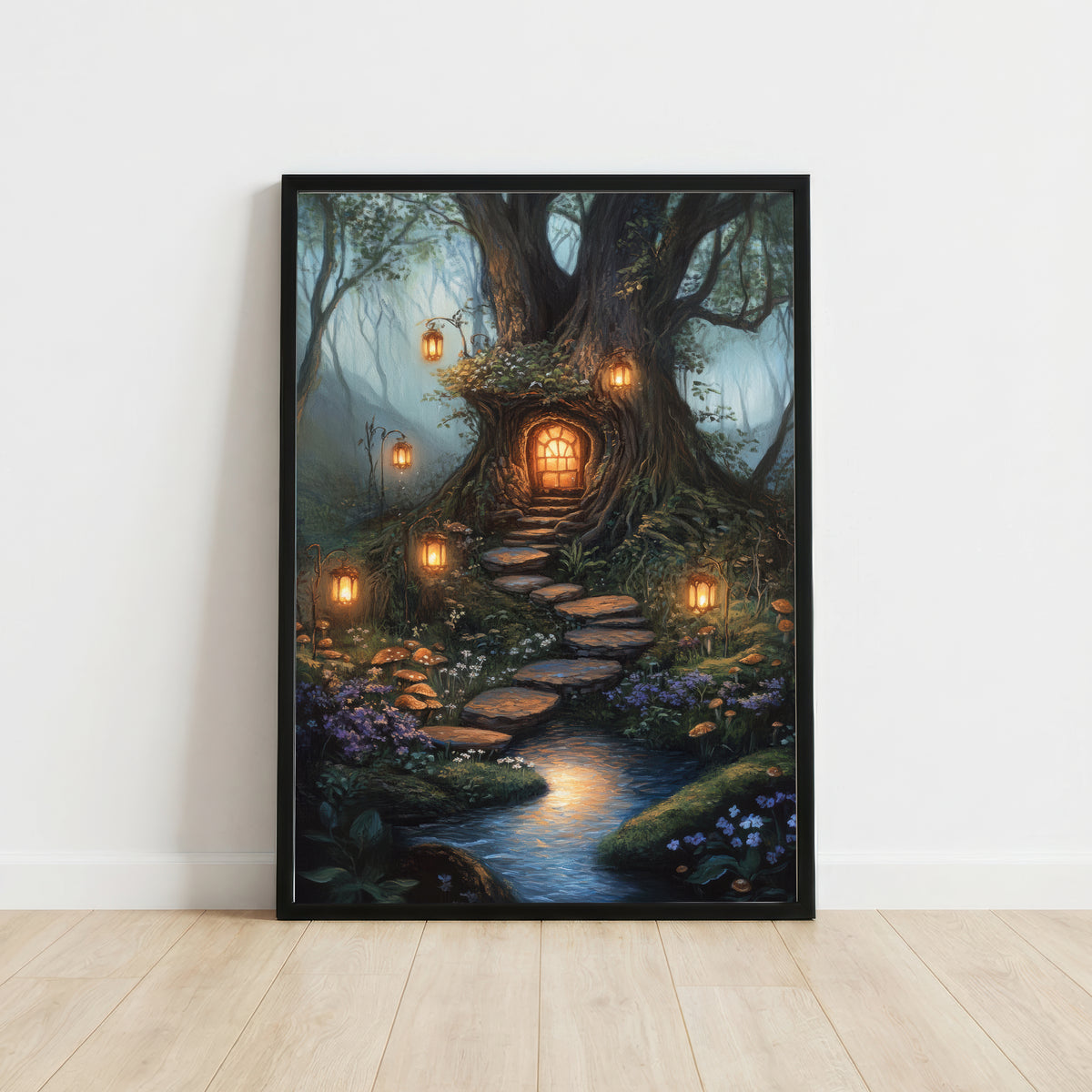 Enchanted Treehouse Forest Art Print