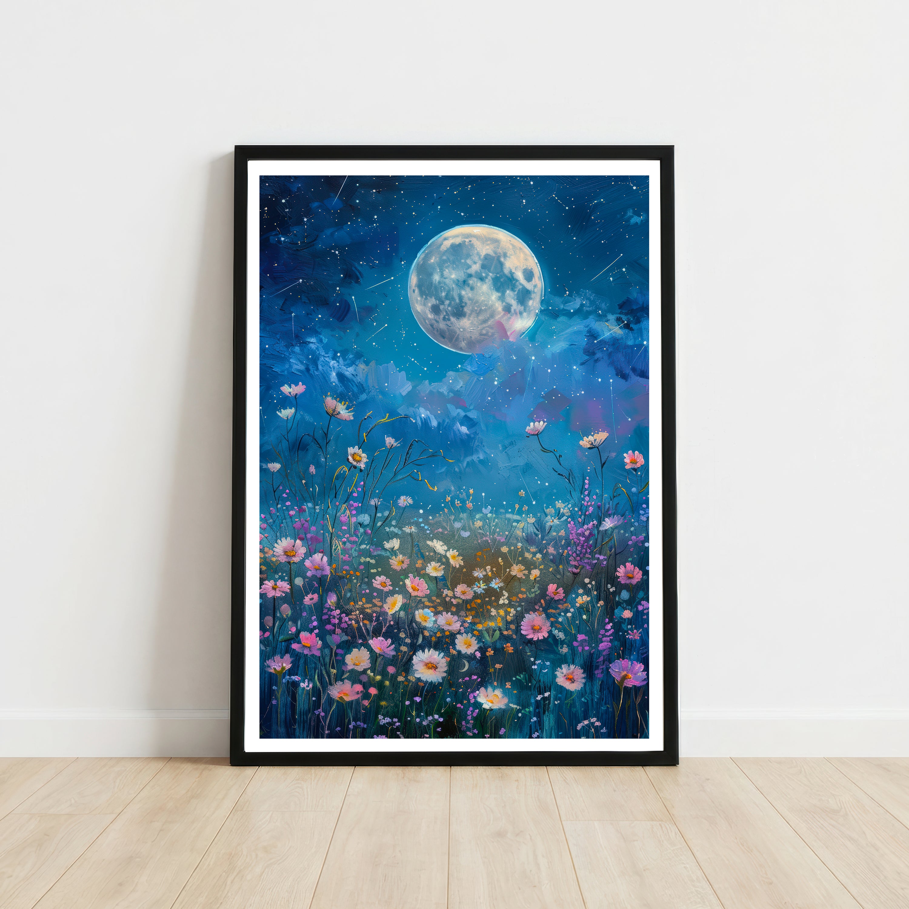 Moonlit Wildflower Meadow Art Print