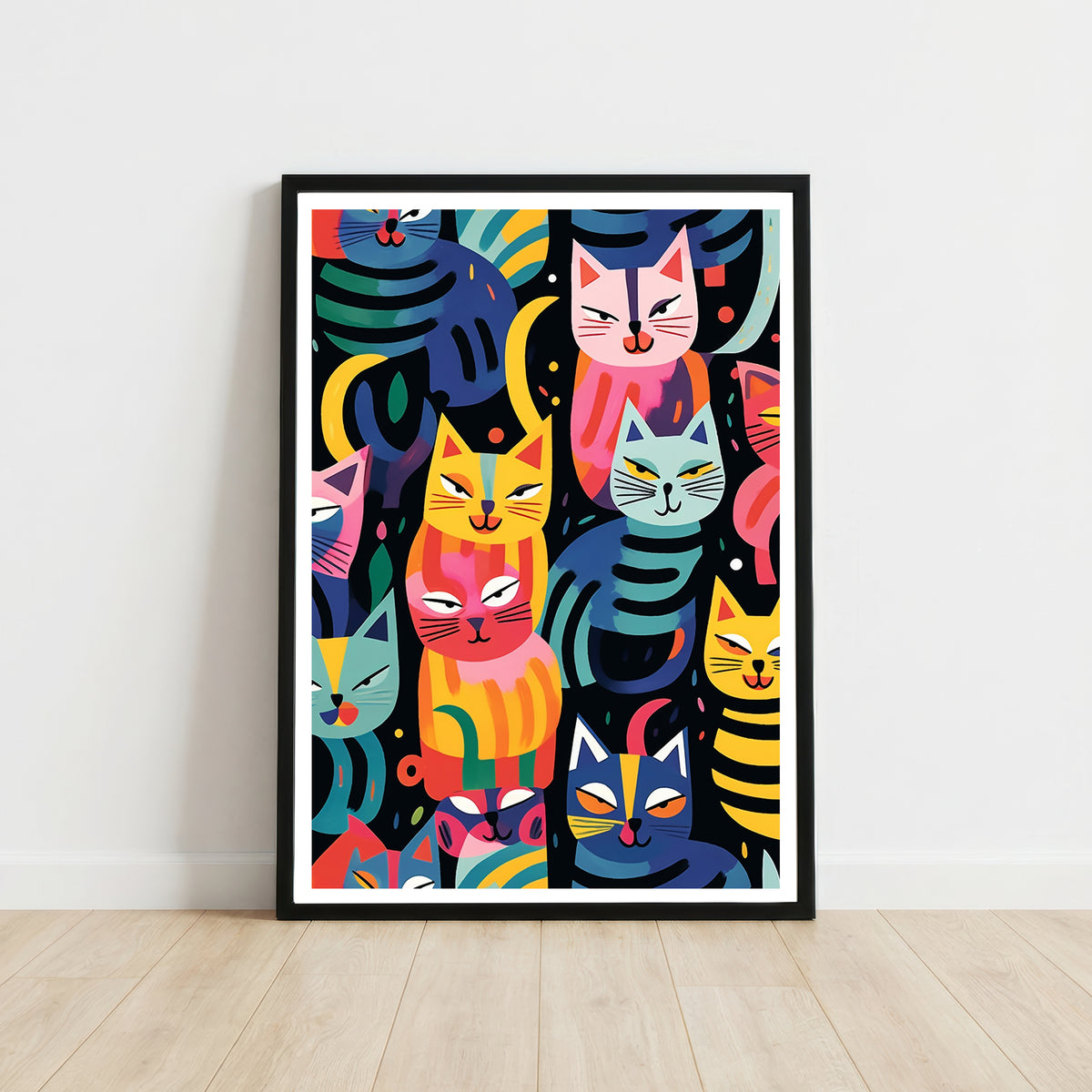 Colorful Cat Pattern Art Print