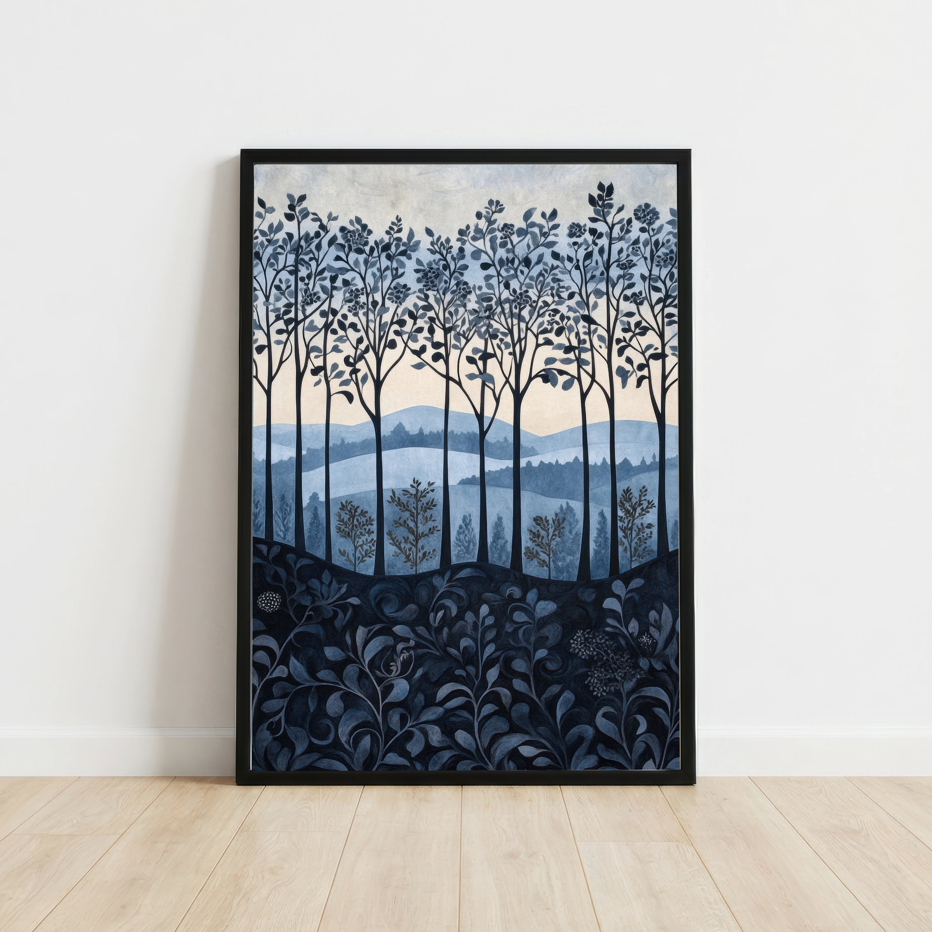 Blue Woodland Landscape Art Print