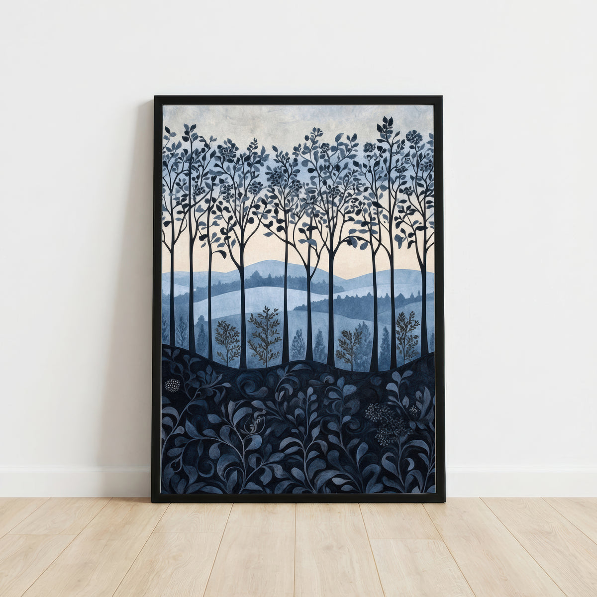 Blue Woodland Landscape Art Print
