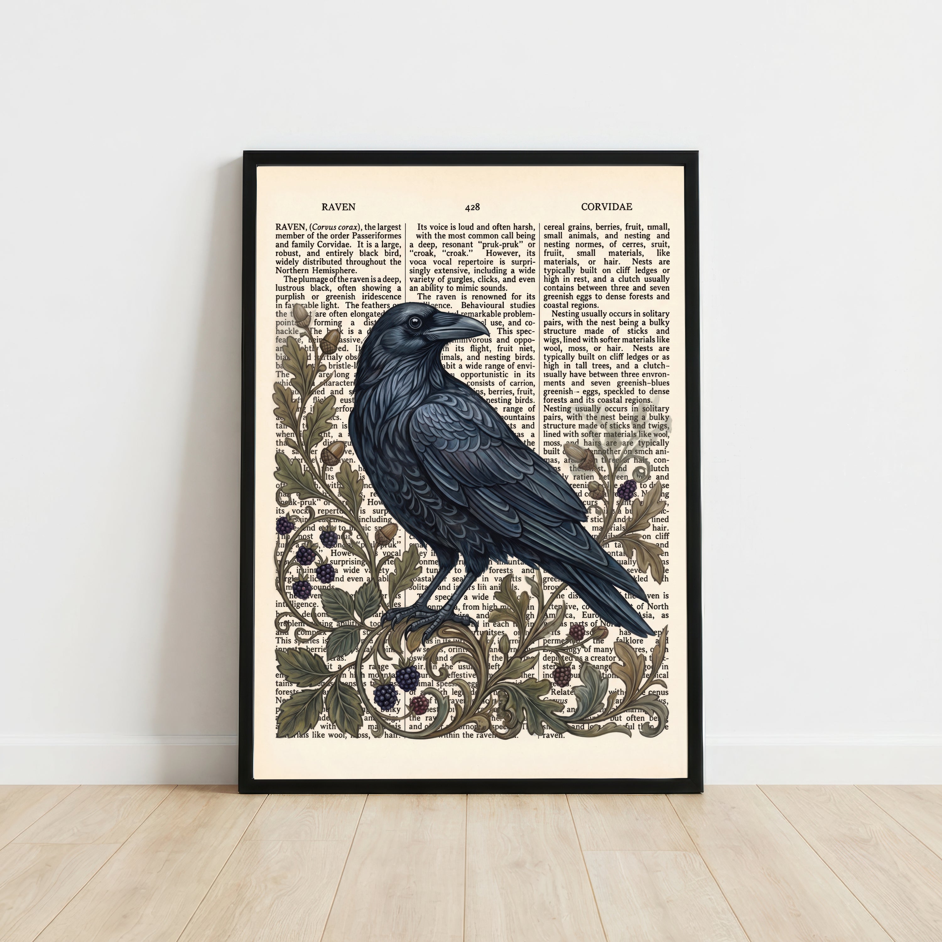 Vintage Raven Botanical Art Print