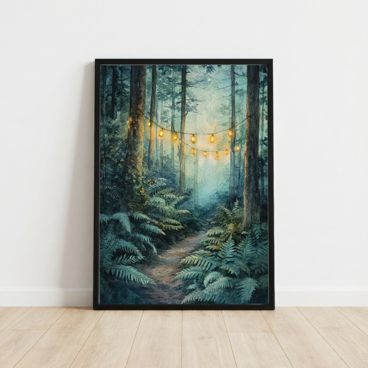 Enchanted Forest String Lights Art Print