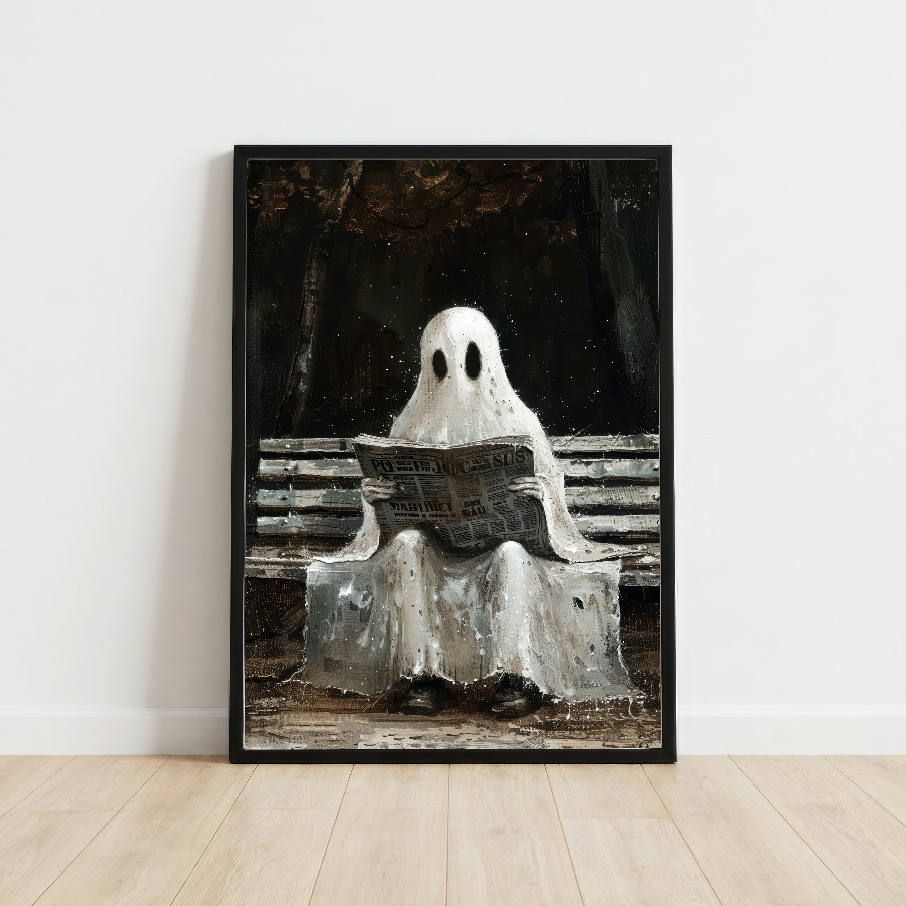 Ghost Reading Newspaper Art Print