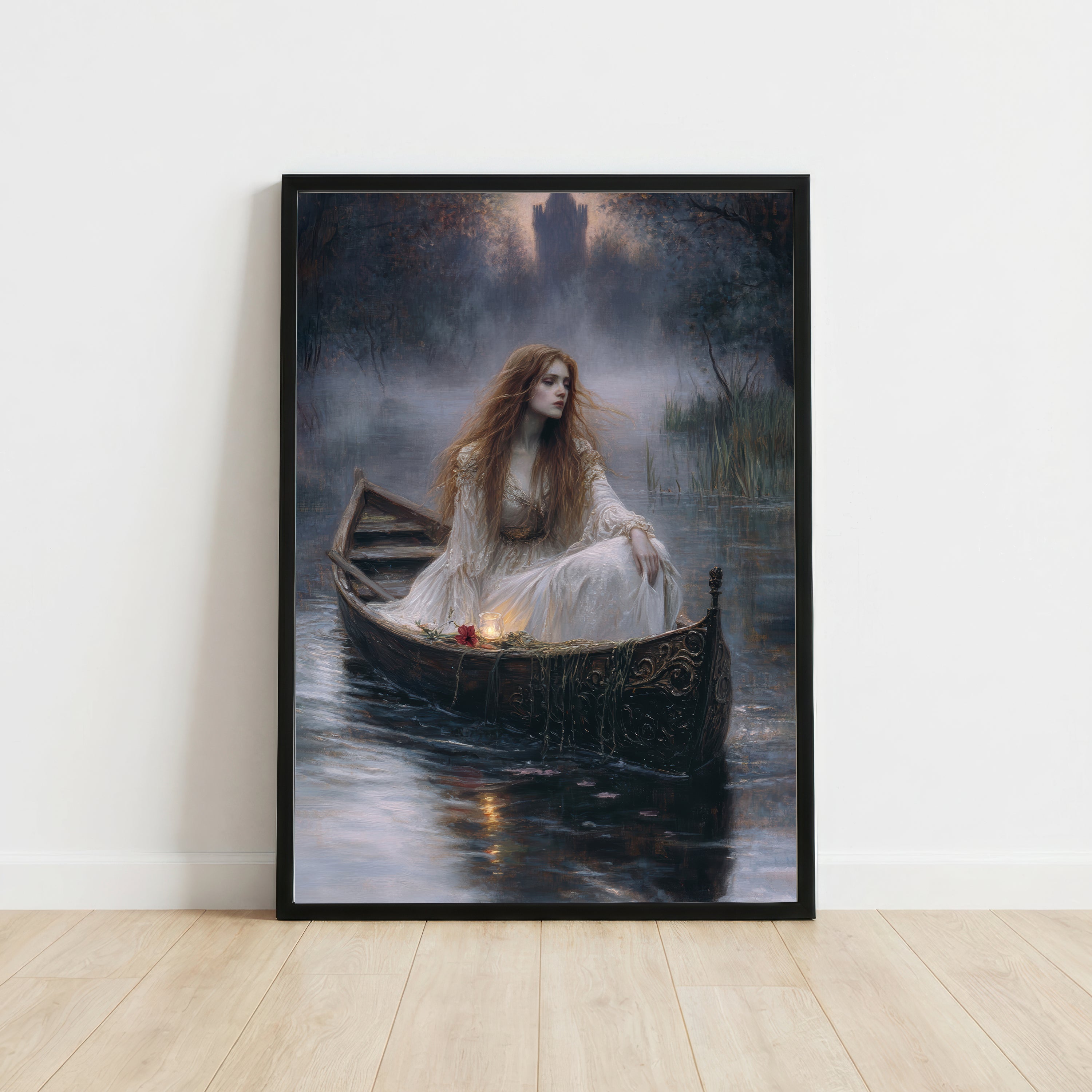 Romantic Woman in Boat Art Print