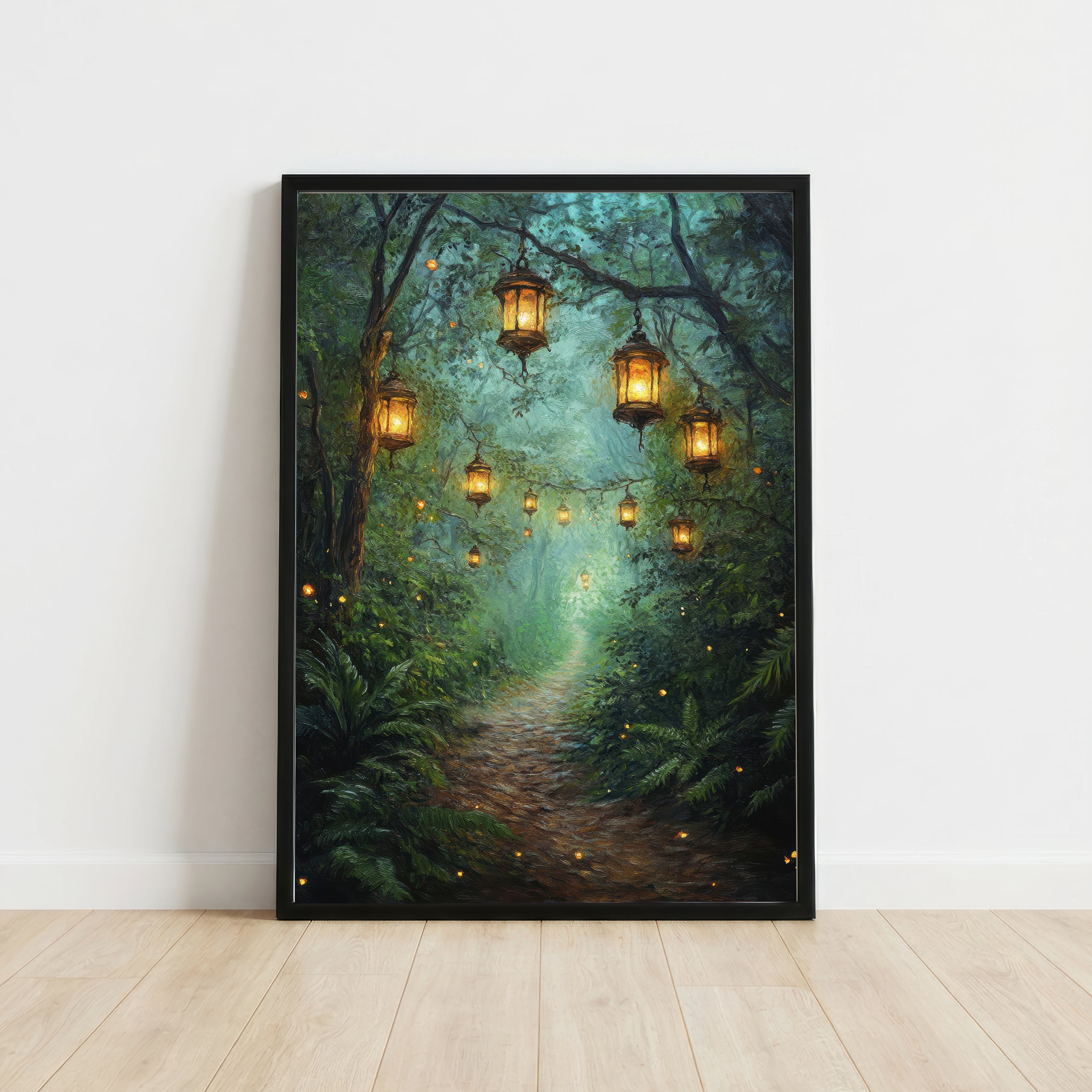 Enchanted Lantern Forest Art Print