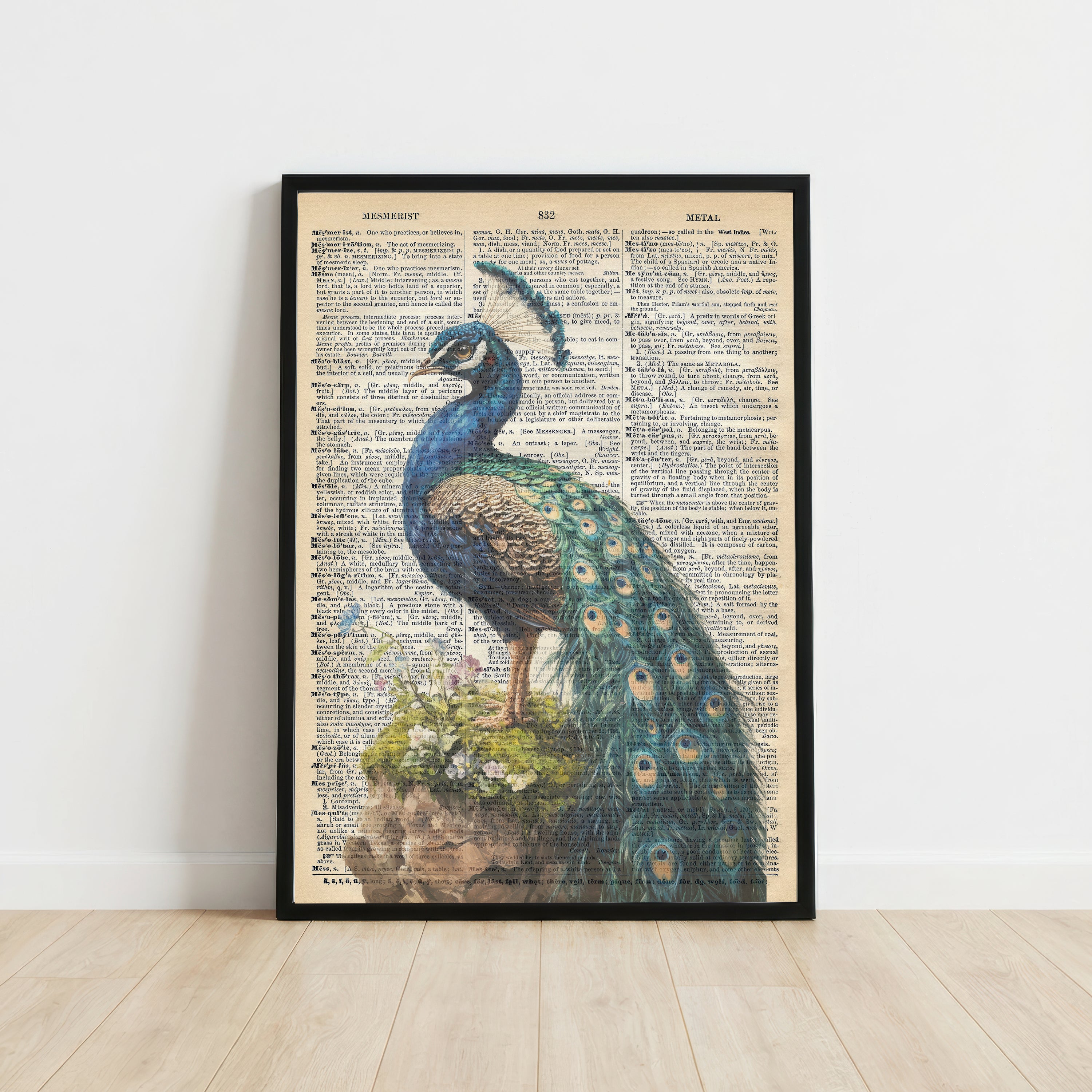 Vintage Peacock Dictionary Art Print