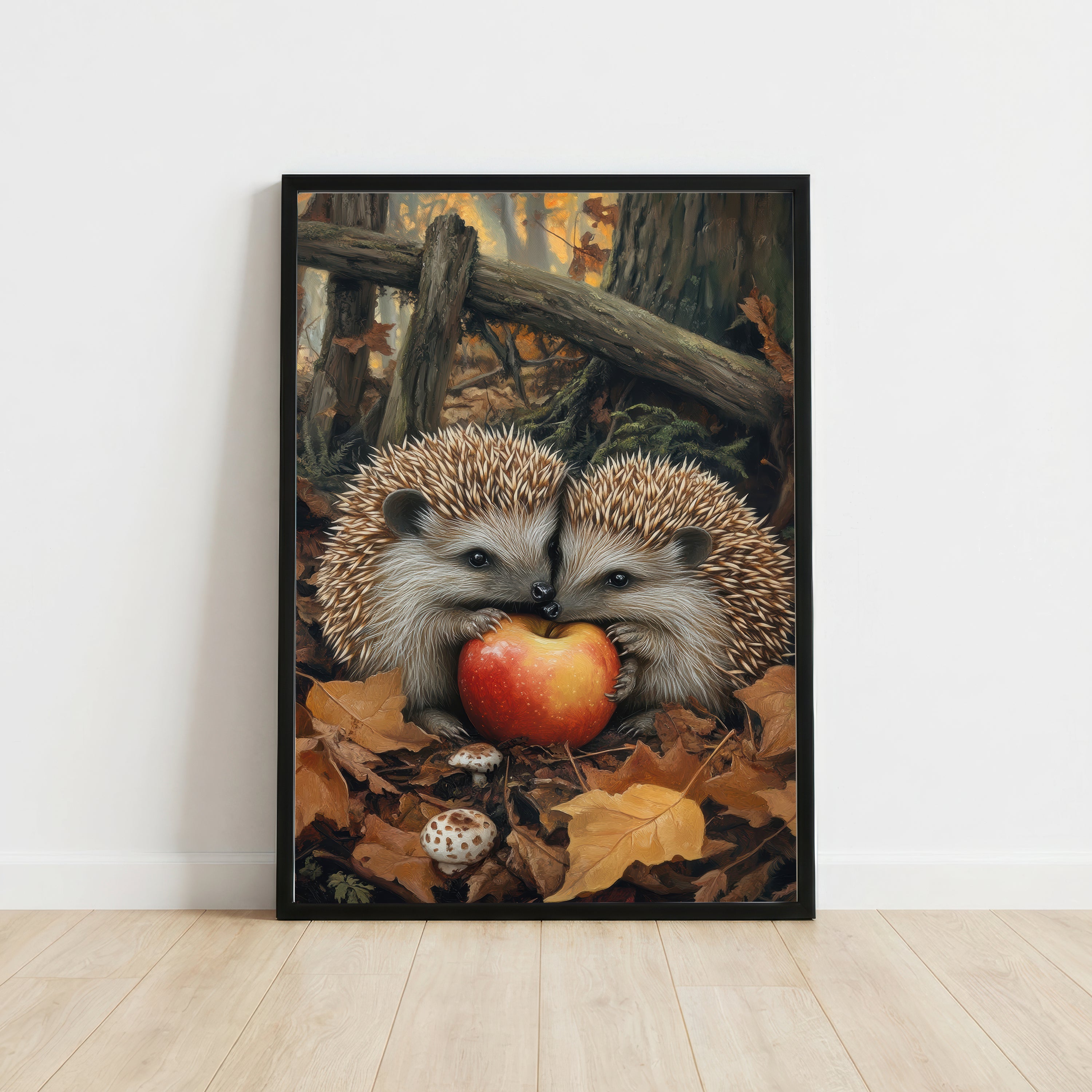 Hedgehog Apple Woodland Art Print