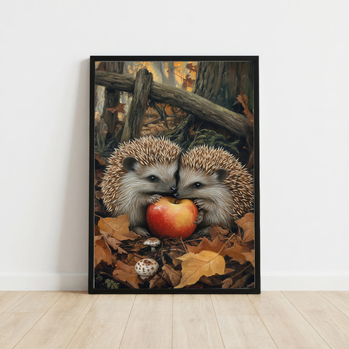 Hedgehog Apple Woodland Art Print