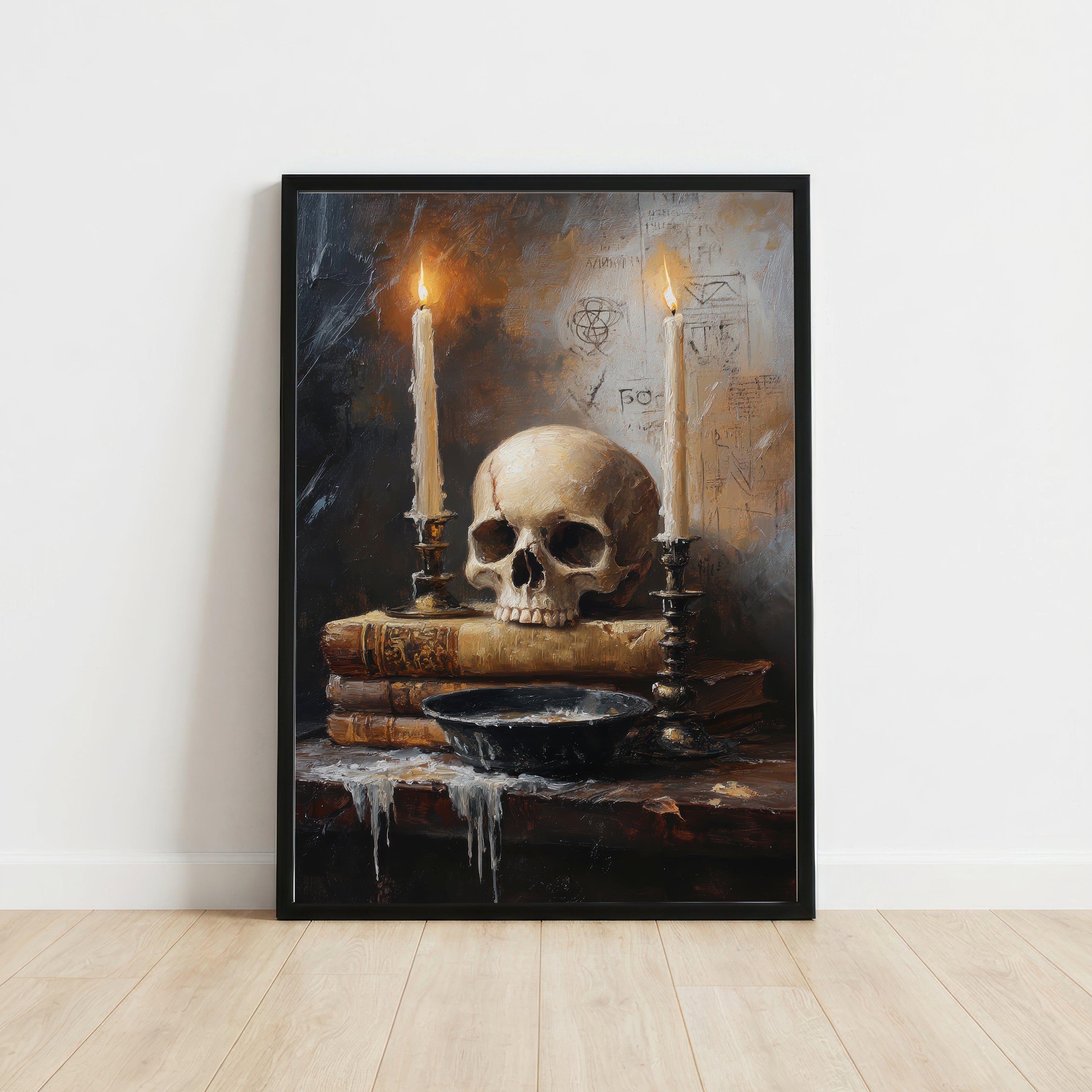 Gothic Skull Candle Still Life Art Print