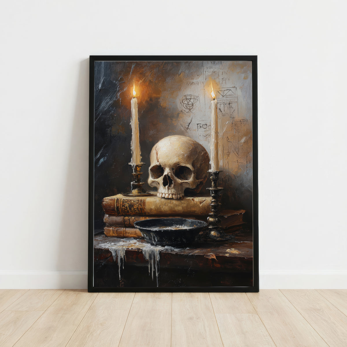 Gothic Skull Candle Still Life Art Print