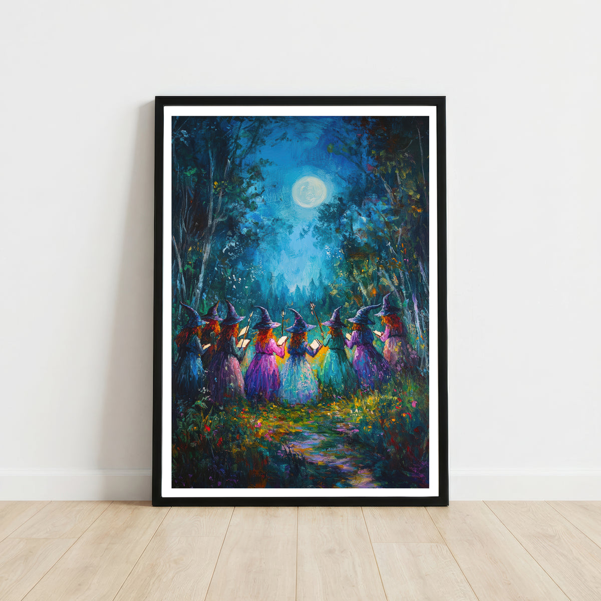 Moonlit Witch Gathering Art Print