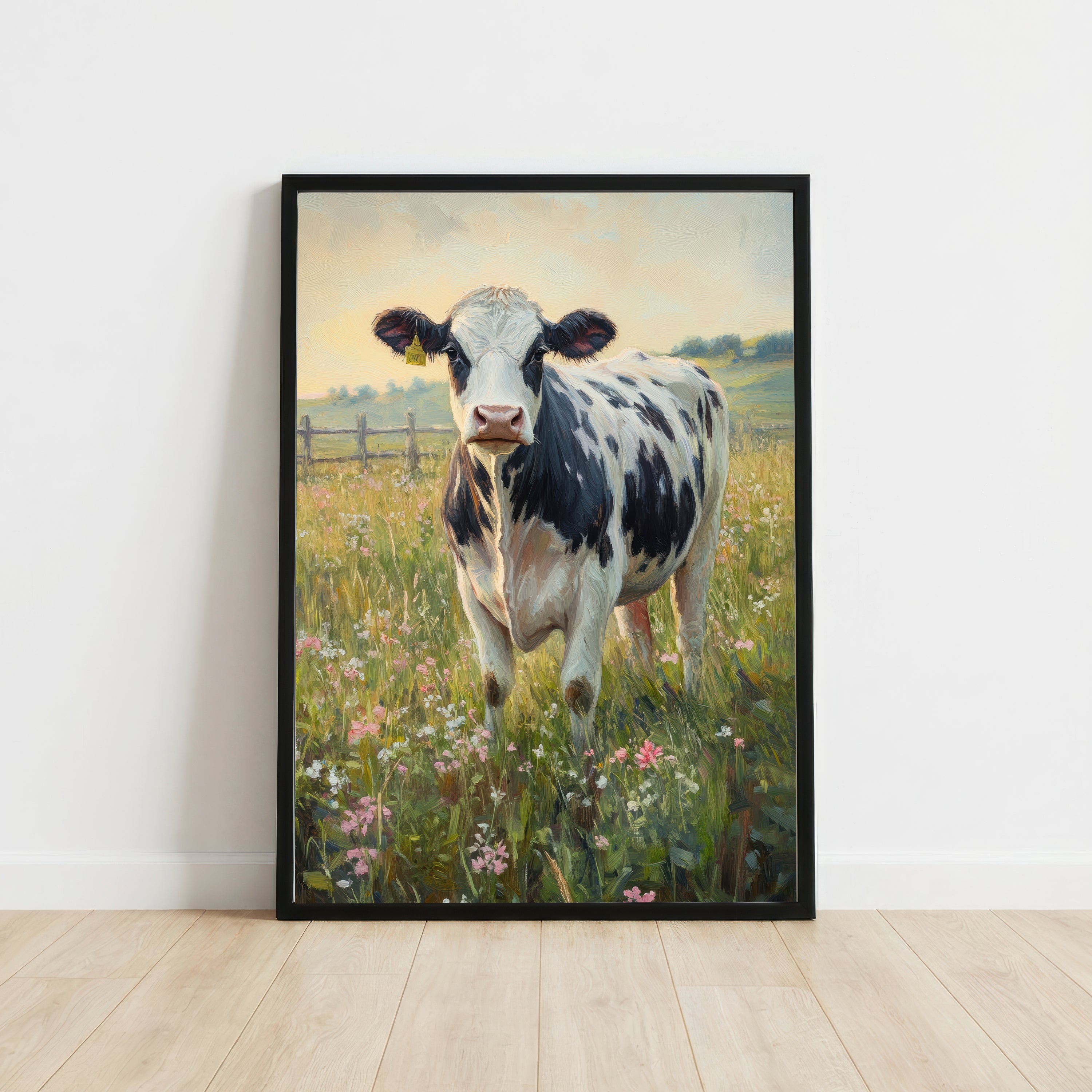 Cow in Wildflower Meadow Art Print