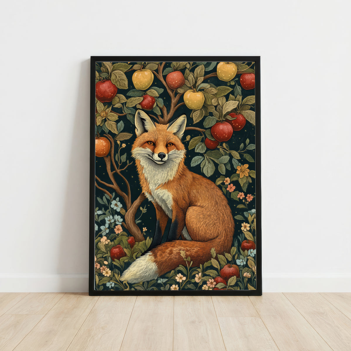 Fox and Apple Orchard Art Print