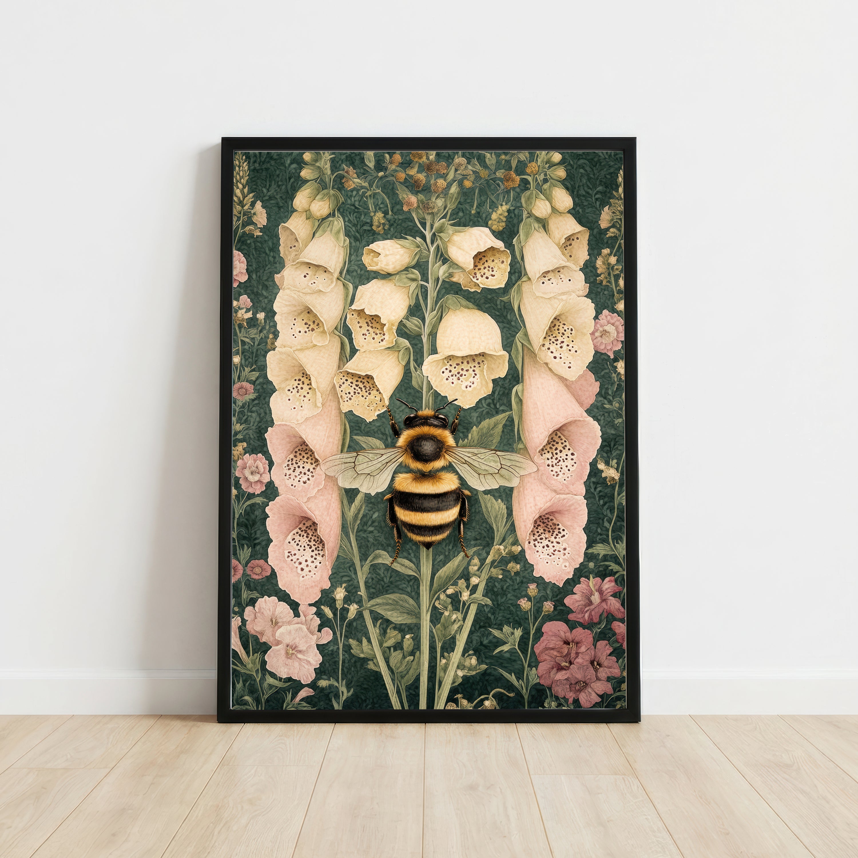 Bumblebee Foxglove Botanical Art Print