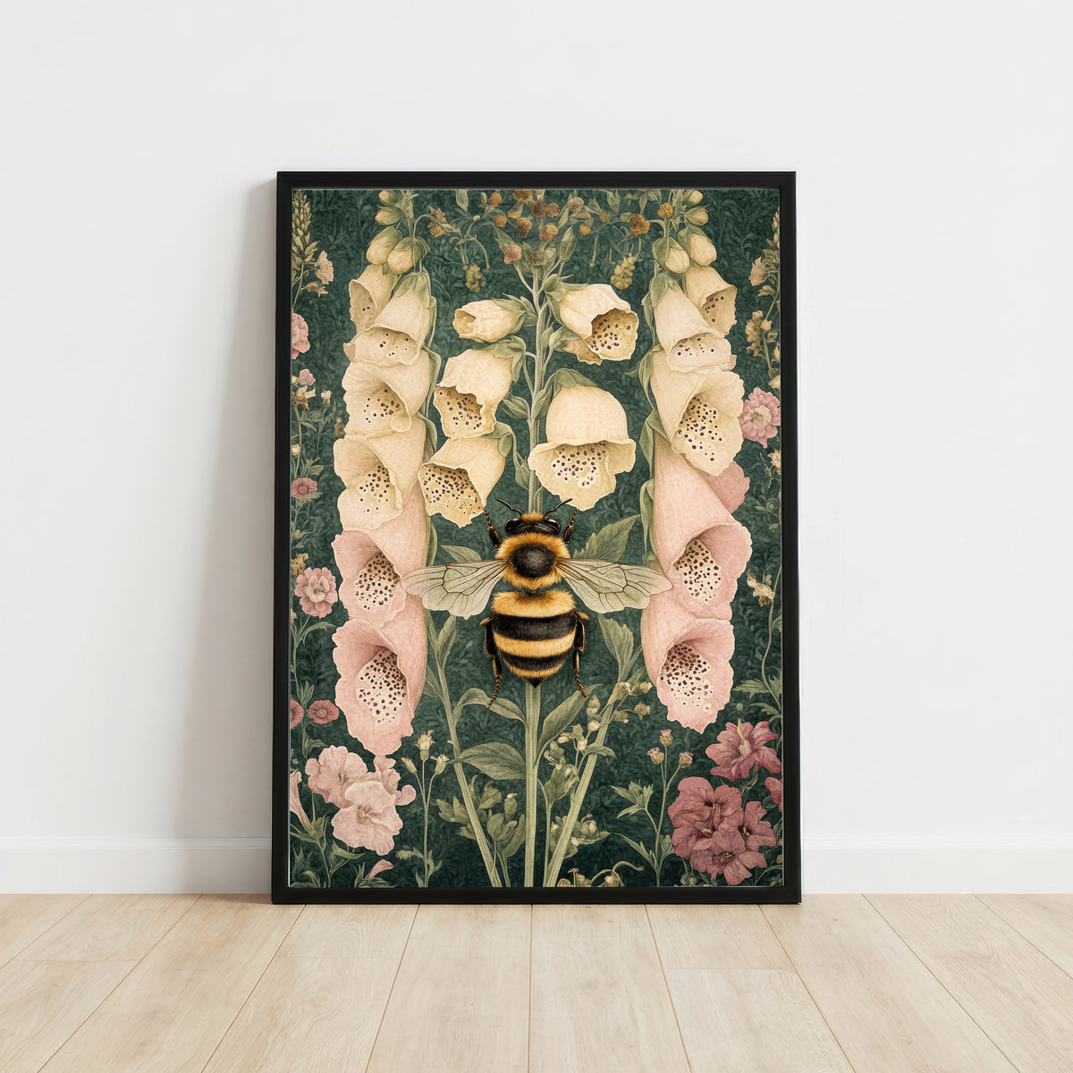 Bumblebee Foxglove Botanical Art Print