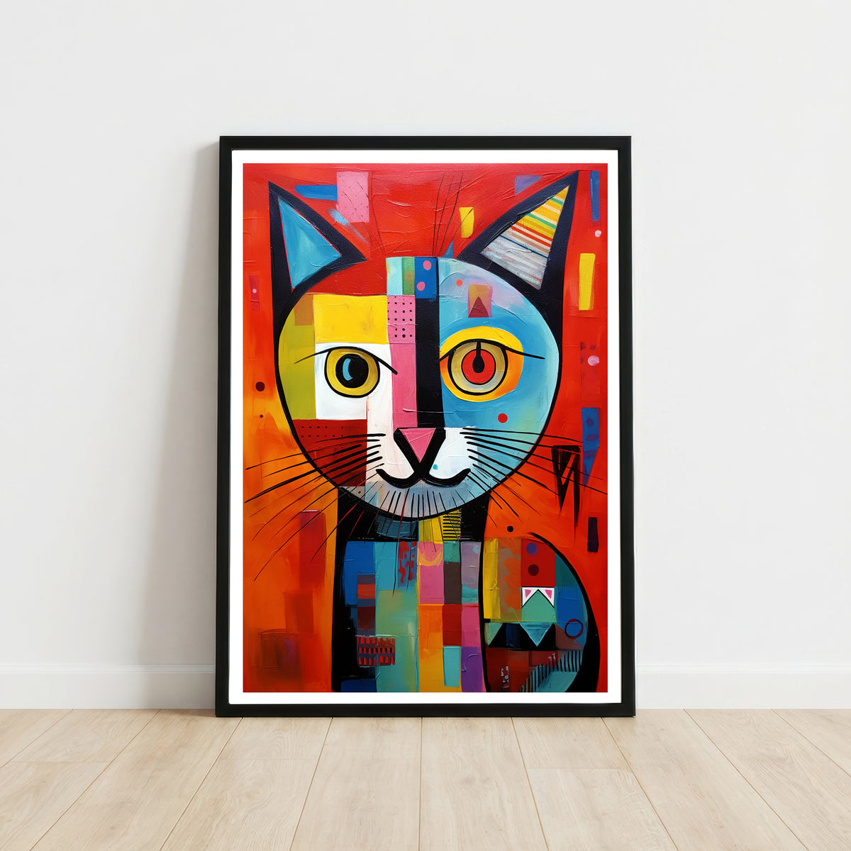 Colorful Cubist Cat Art Print