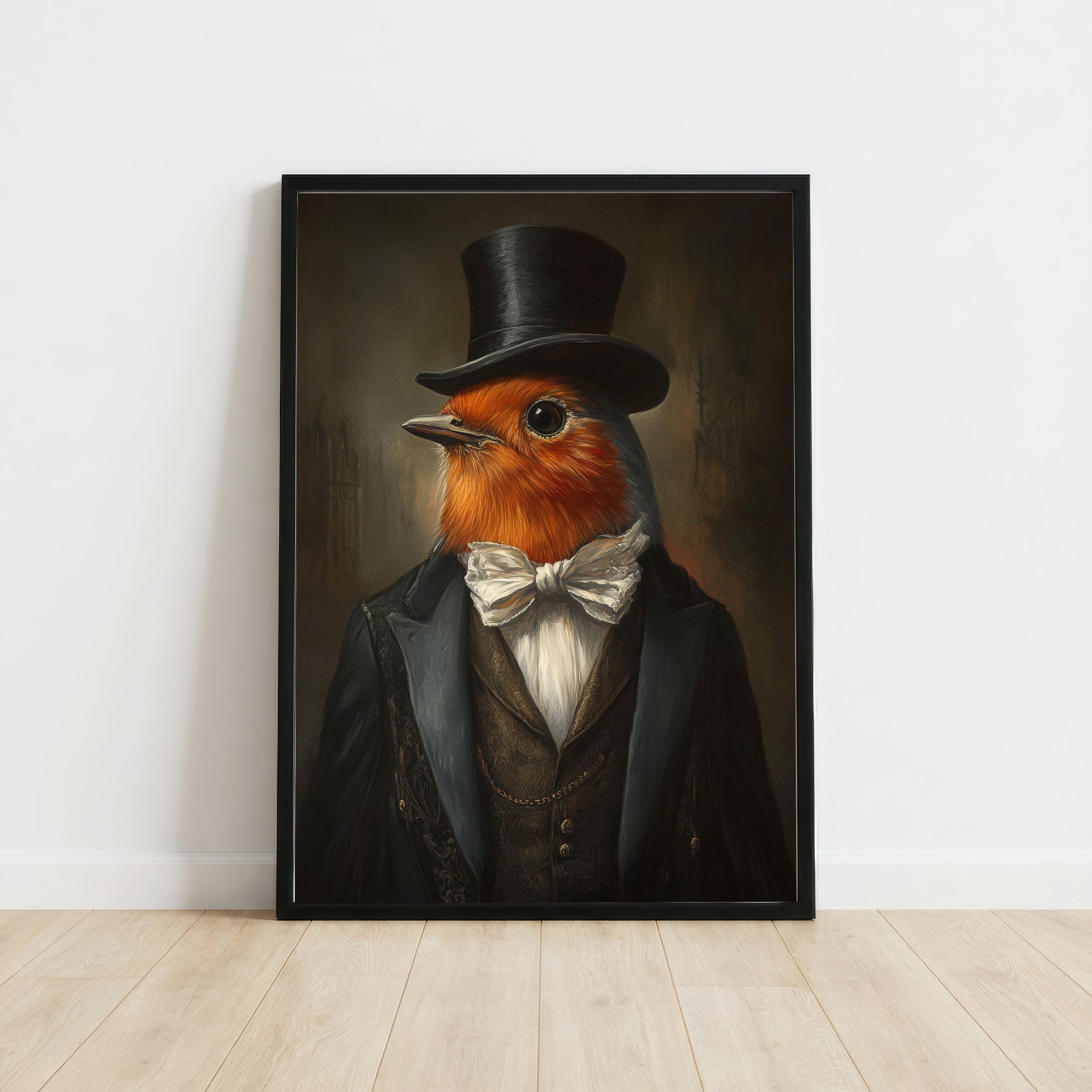 Robin in Top Hat Art Print